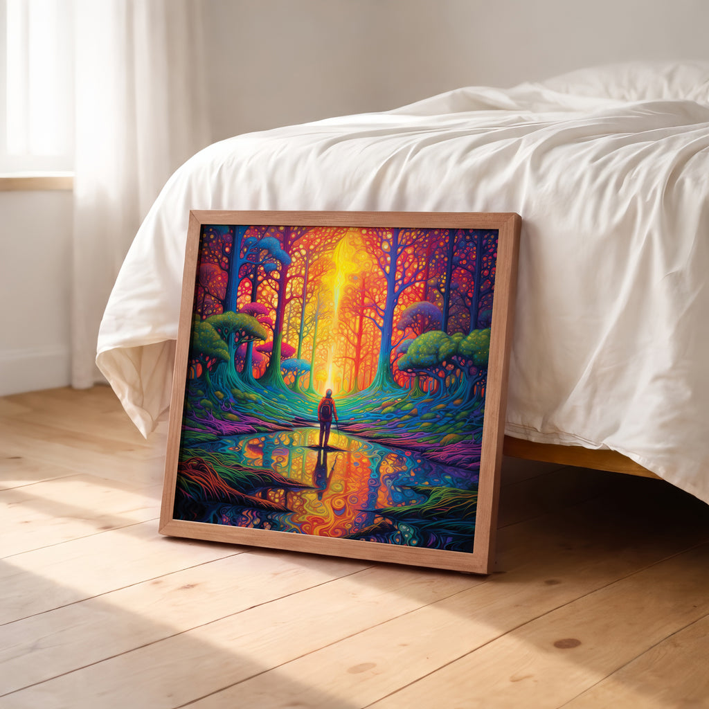 Colorful Psychedelic Forest Explorer Framed Wall Art