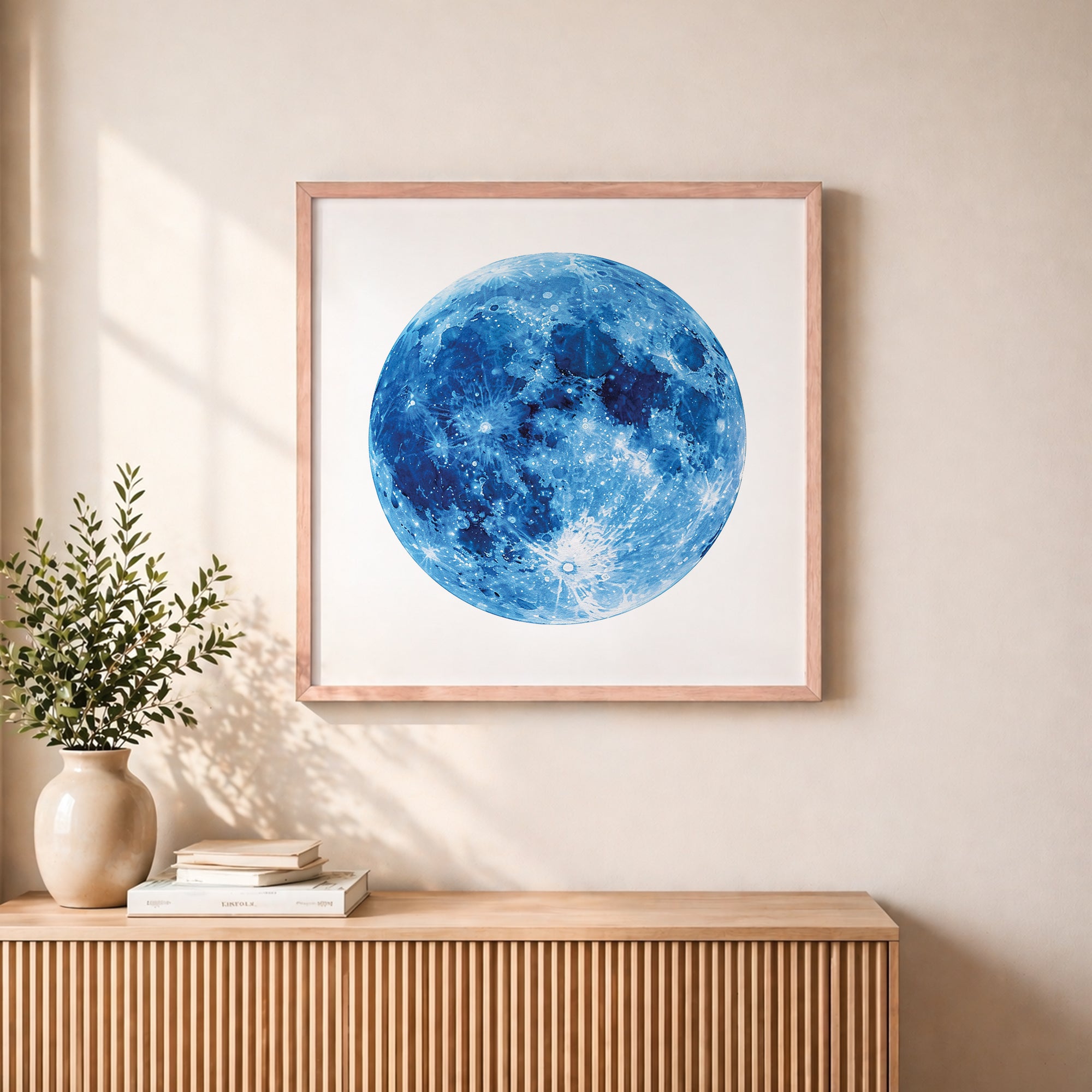Celestial Blue Moon Framed Wall Art