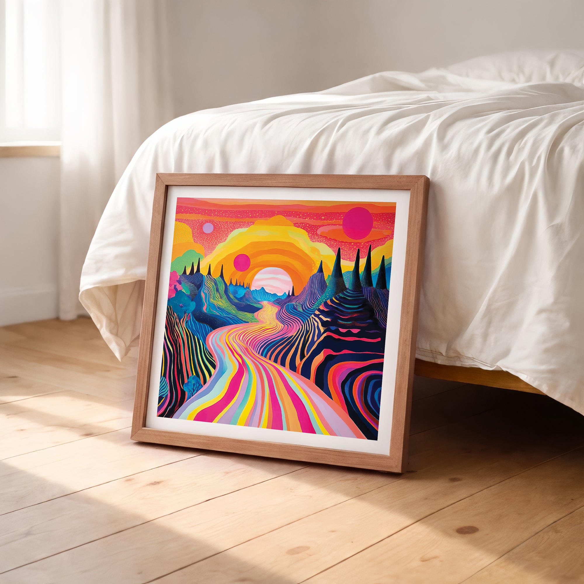 Colorful Psychedelic Landscape Framed Wall Art