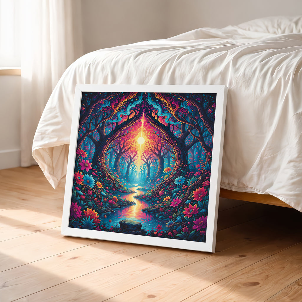 Psychedelic Blooming Forest Framed Wall Art
