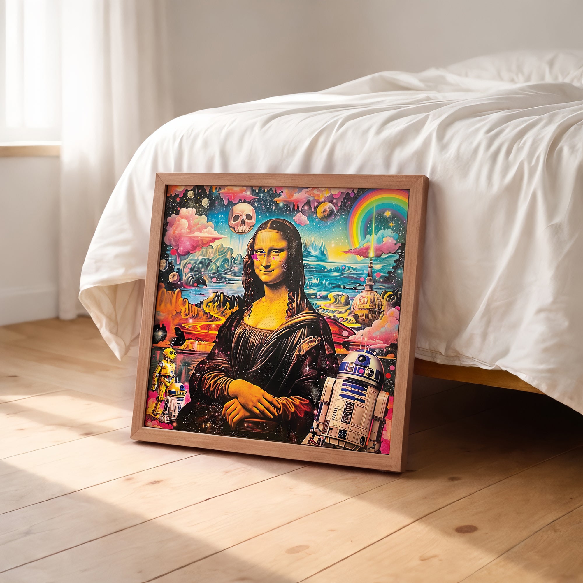 Psychedelic Mona Lisa Portrait Framed Wall Art