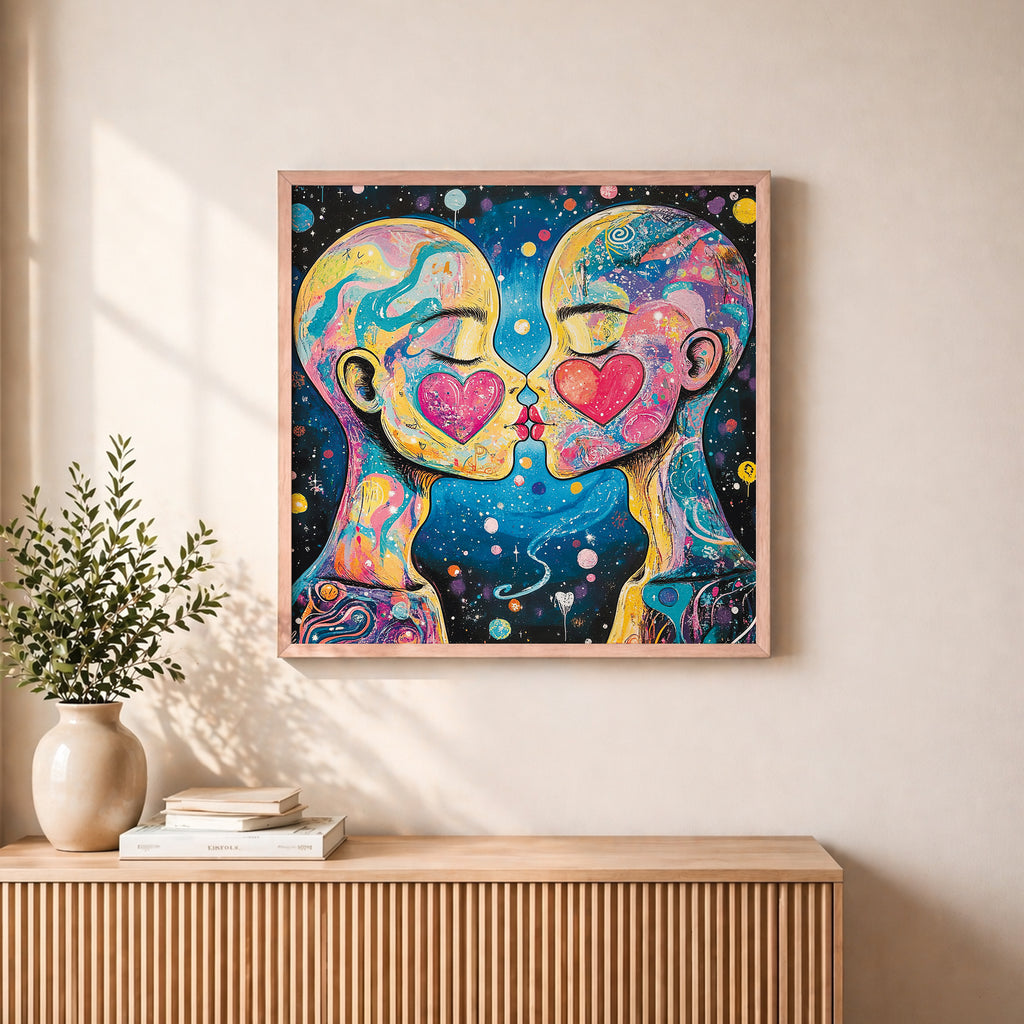 Psychedelic Love Connection Framed Wall Art room decor
