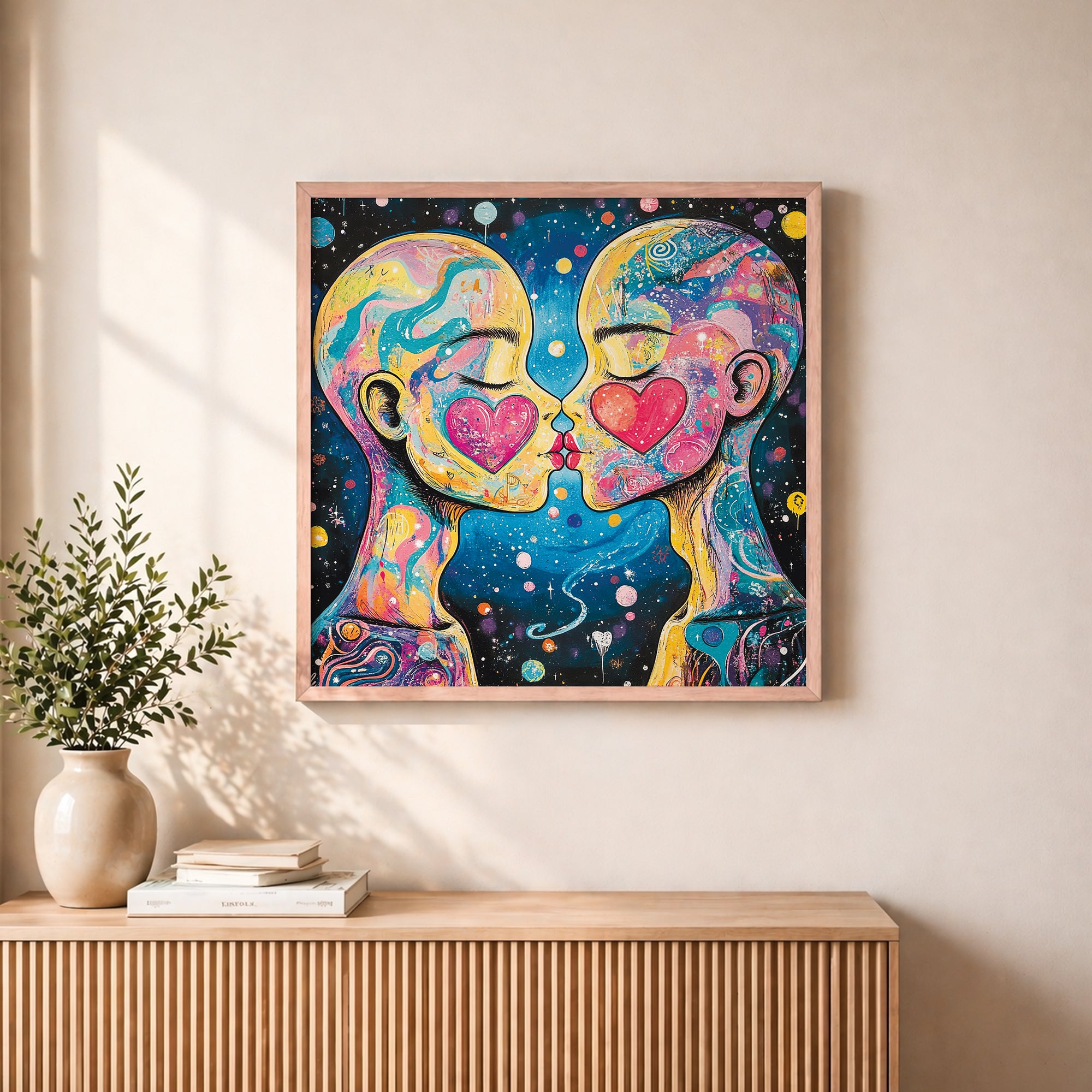 Psychedelic Love Connection Framed Wall Art room decor