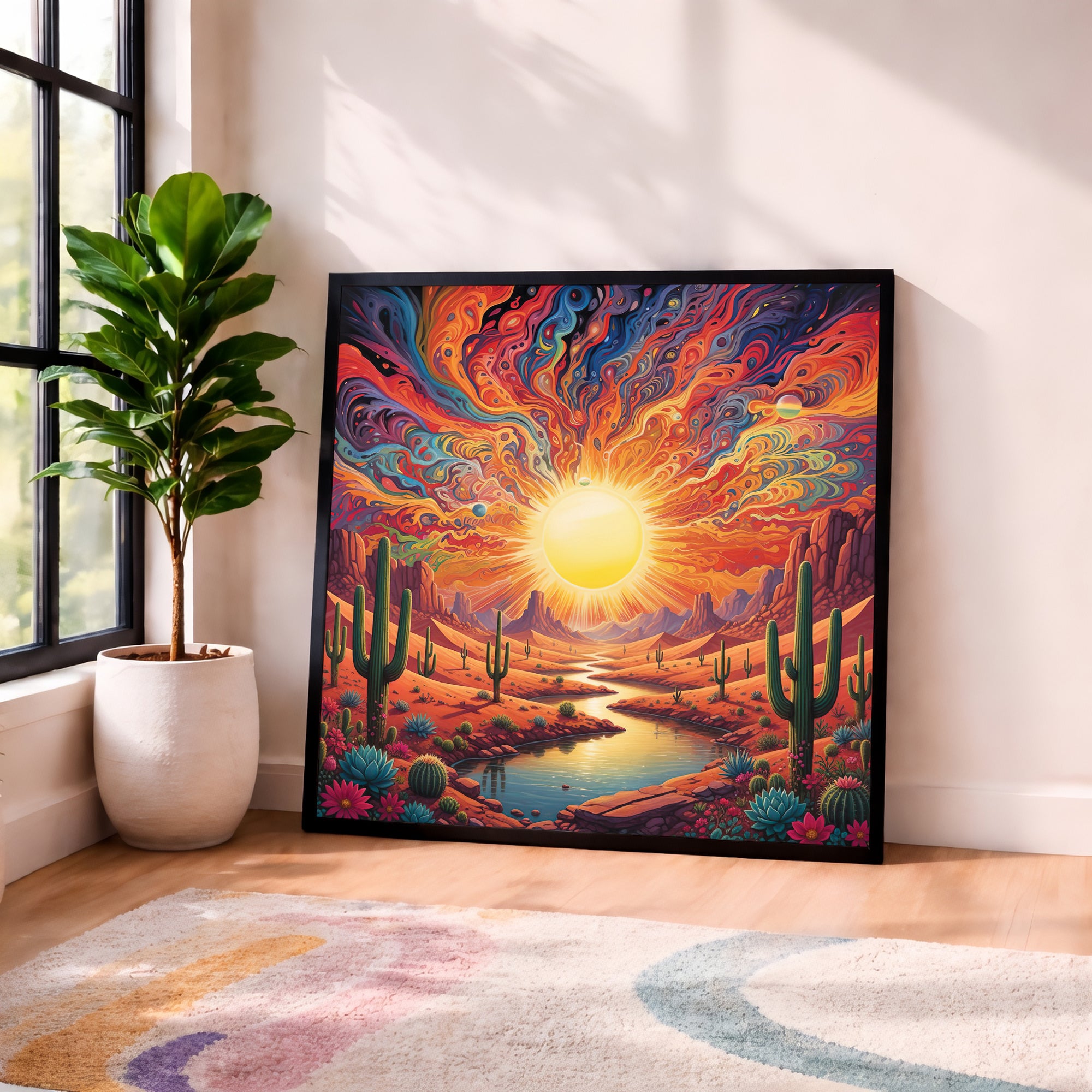 Psychedelic Desert Sunset Framed Wall Art