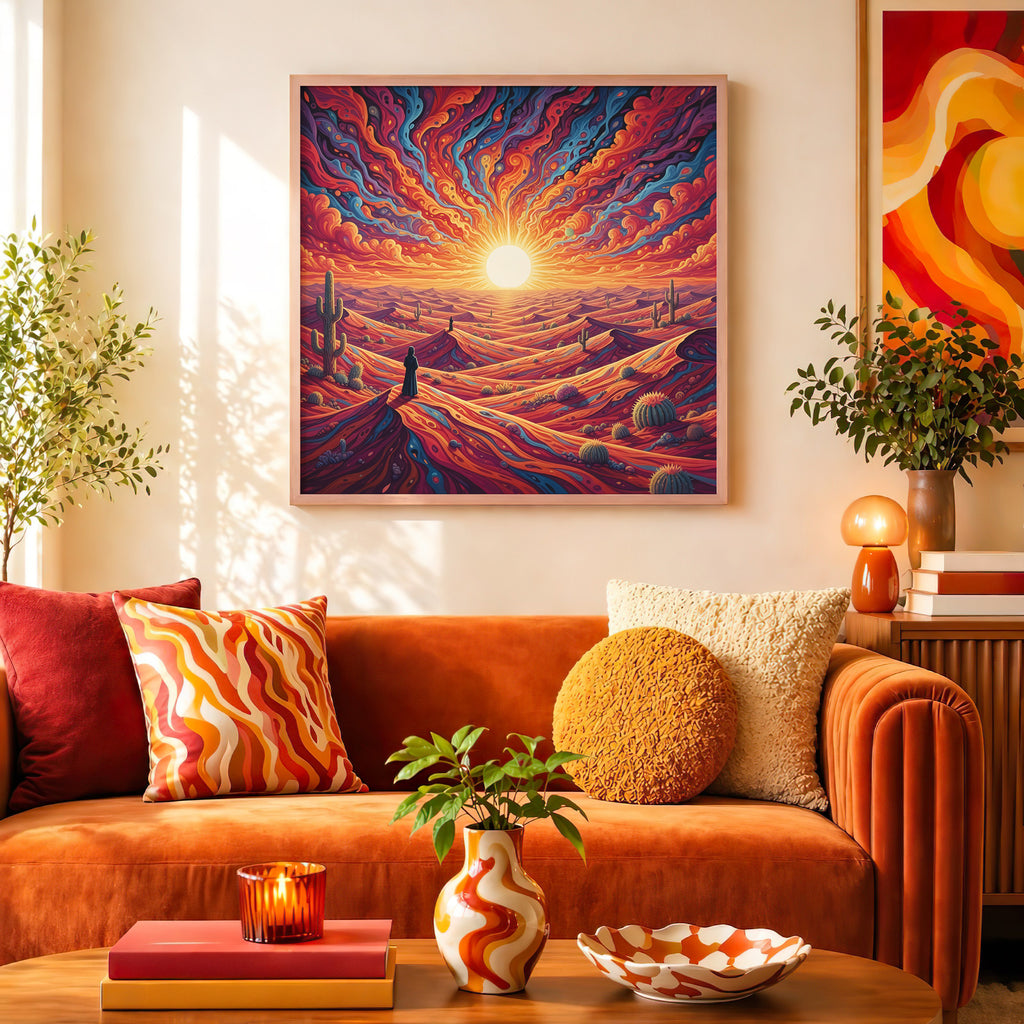 Psychedelic Desert Landscape Framed Wall Art