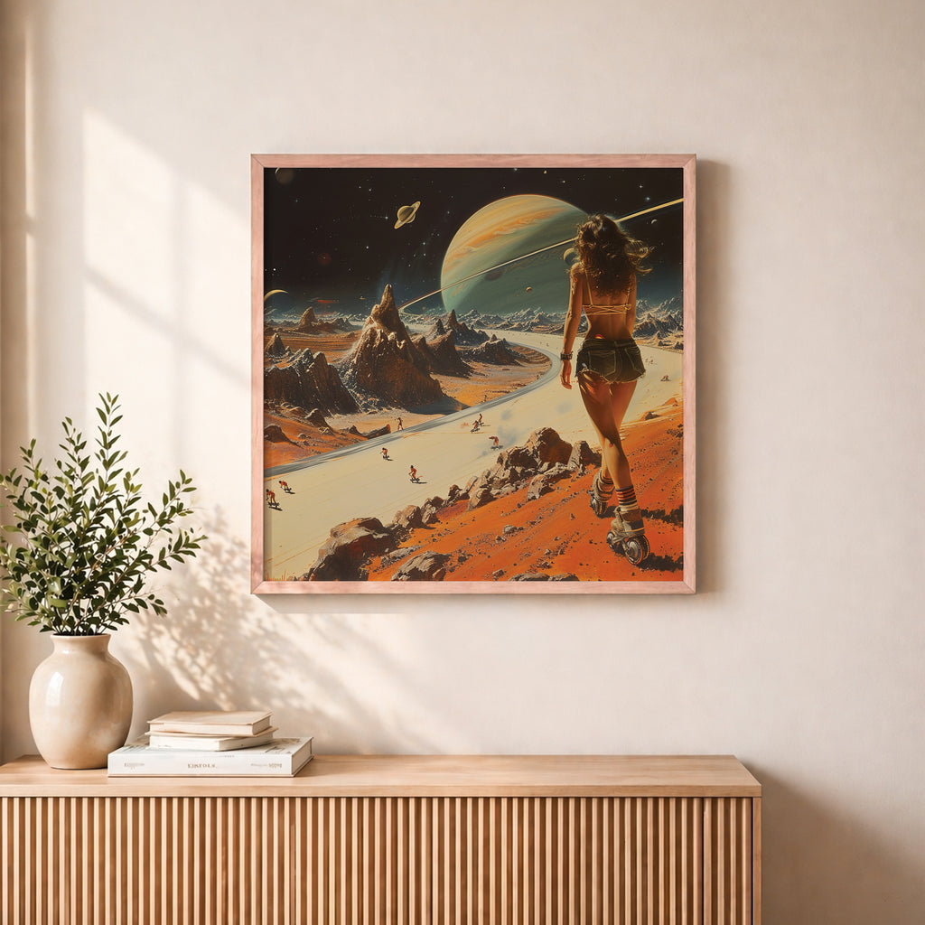 Cosmic Roller Woman Framed Wall Art