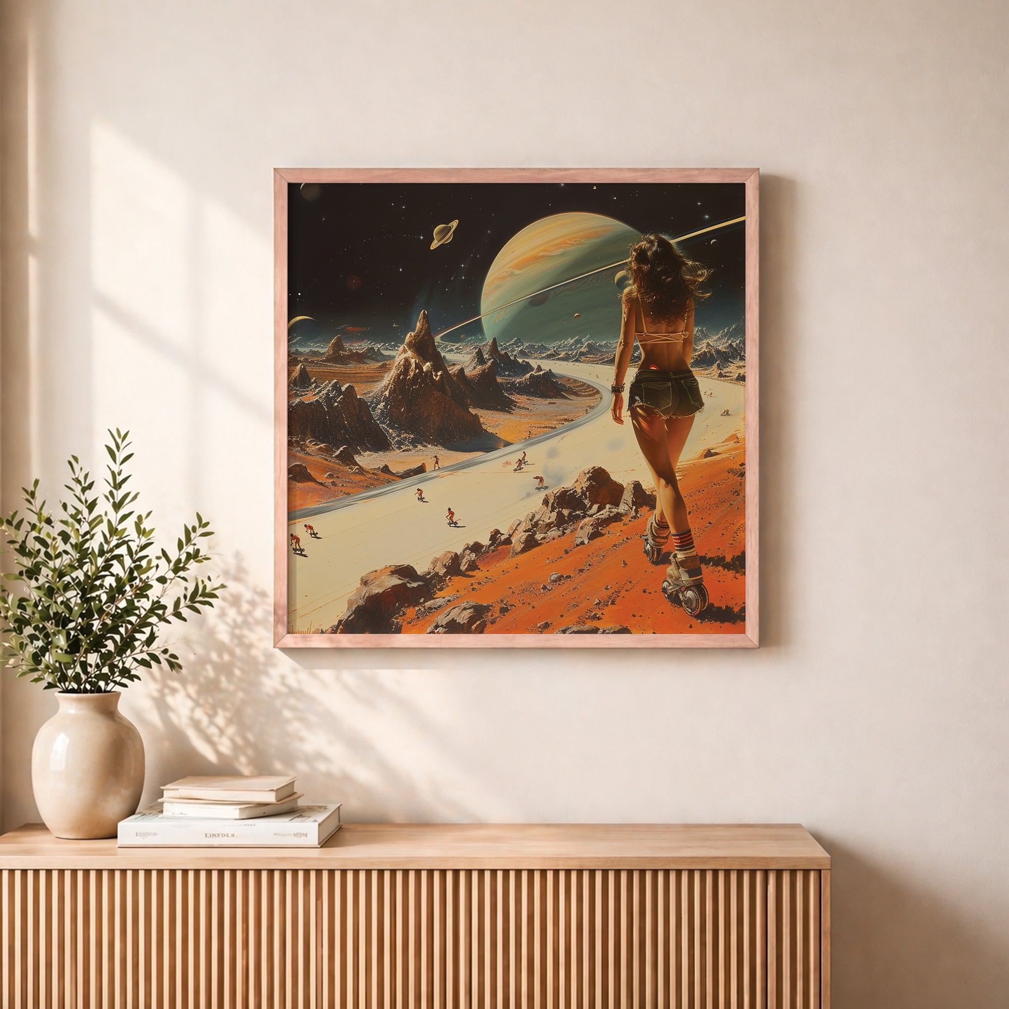 Cosmic Roller Woman Framed Wall Art
