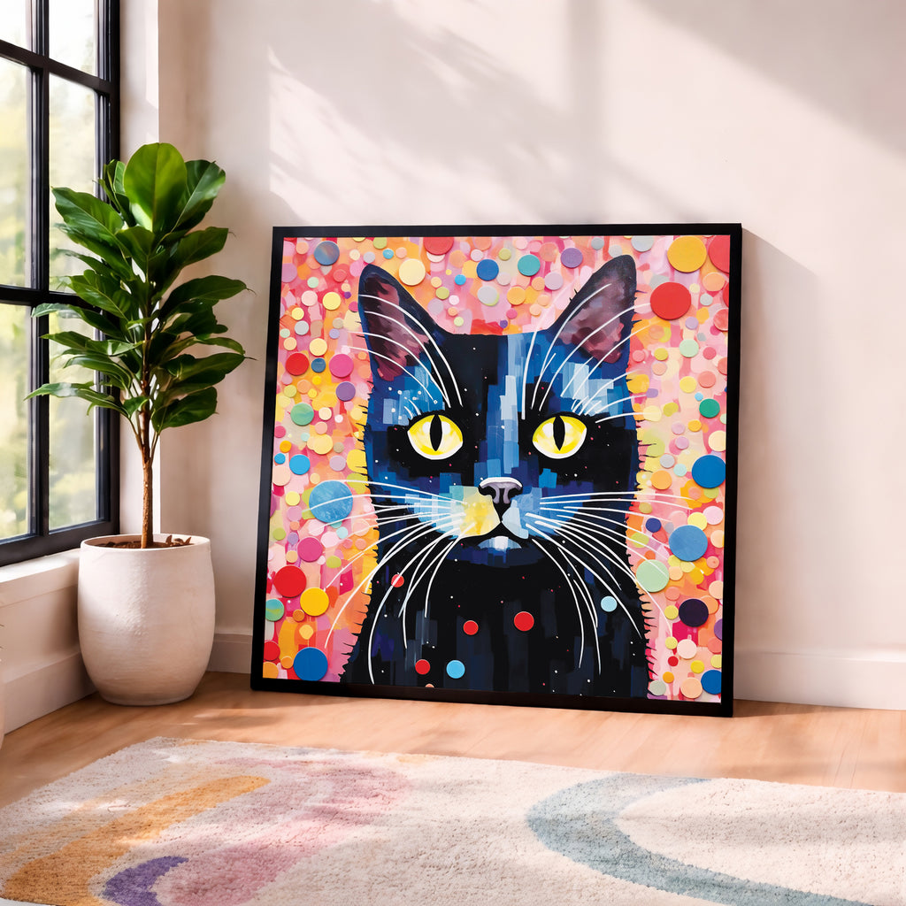 Pop Art Cat Portrait Framed Wall Art