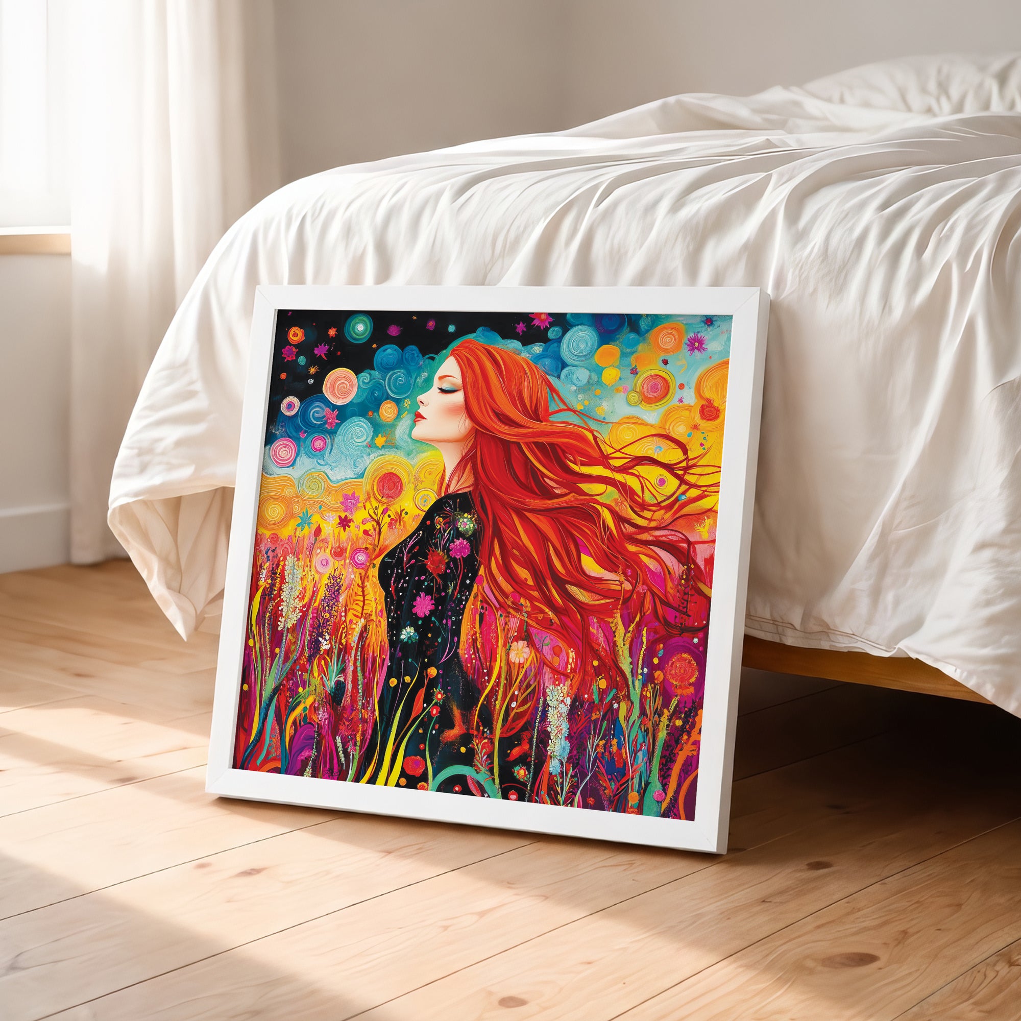 Boho Psychedelic Woman Framed Wall Art