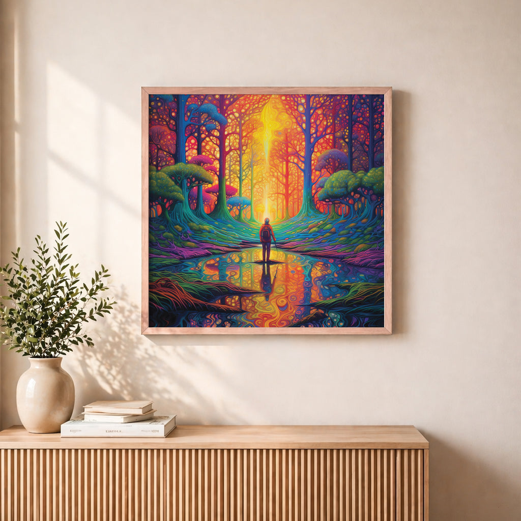 Psychedelic Forest Explorer Framed Wall Art
