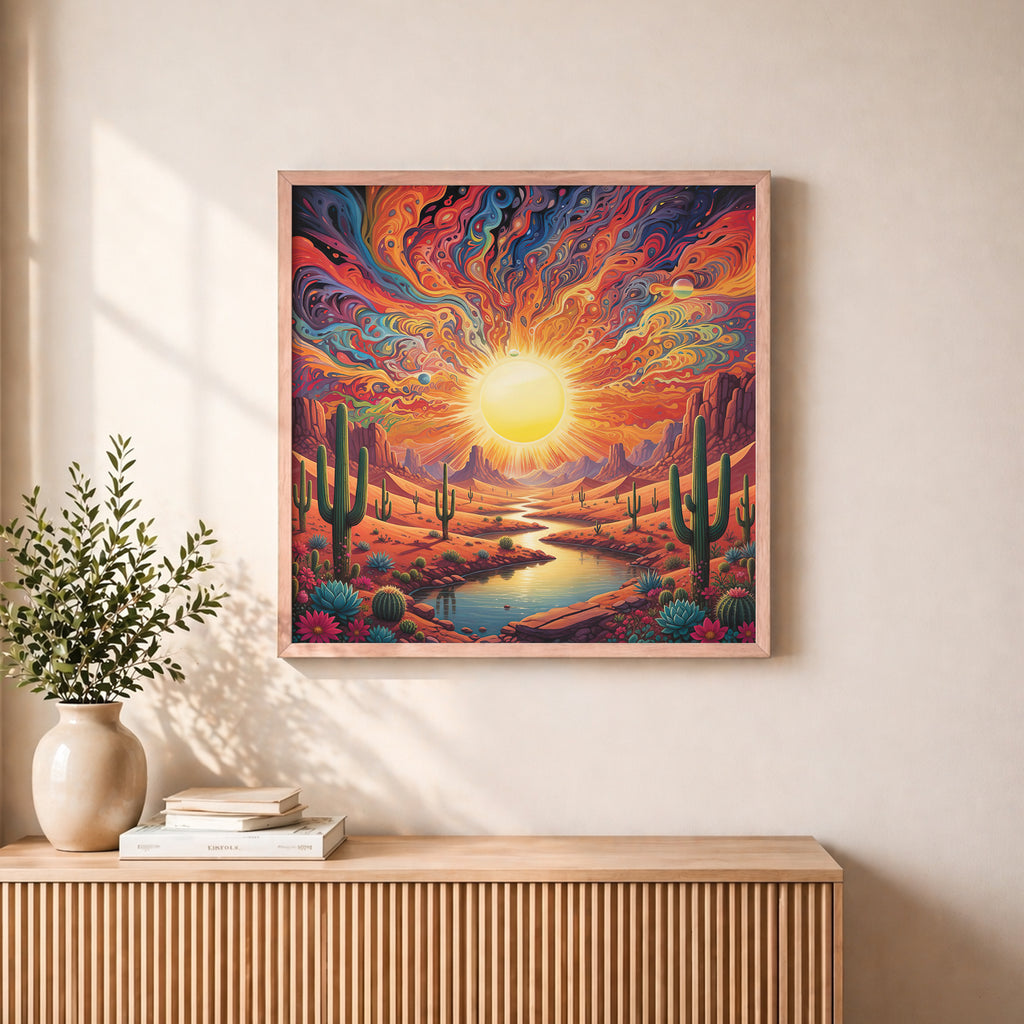 Psychedelic Desert Sunset Framed Wall Art