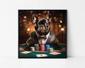 Poker Bulldog Portrait Framed Wall Art
