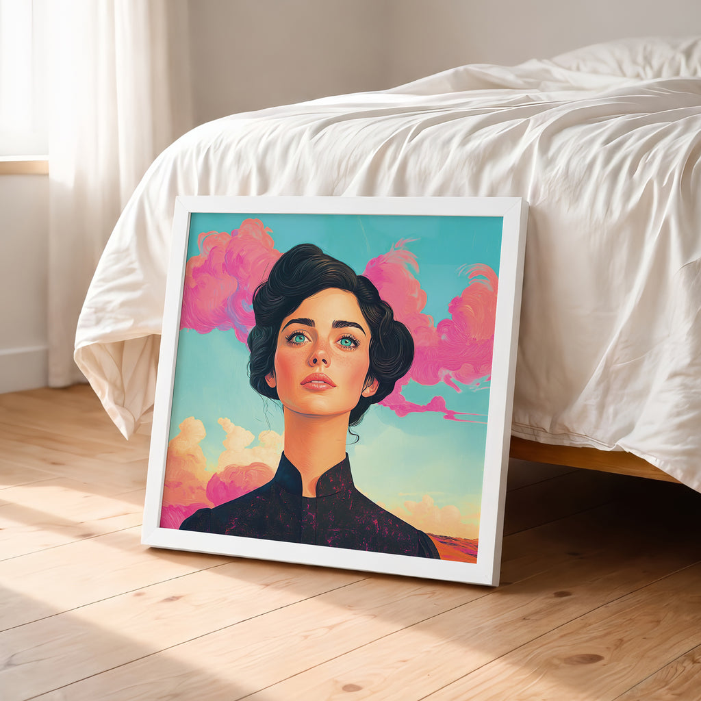 Dreamy Woman Portrait Framed Wall Art