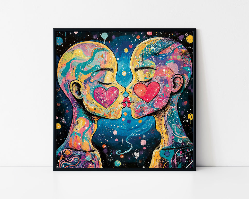 Psychedelic Love Connection Framed Wall Art