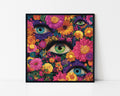 Psychedelic Floral Eyes Framed Wall Art