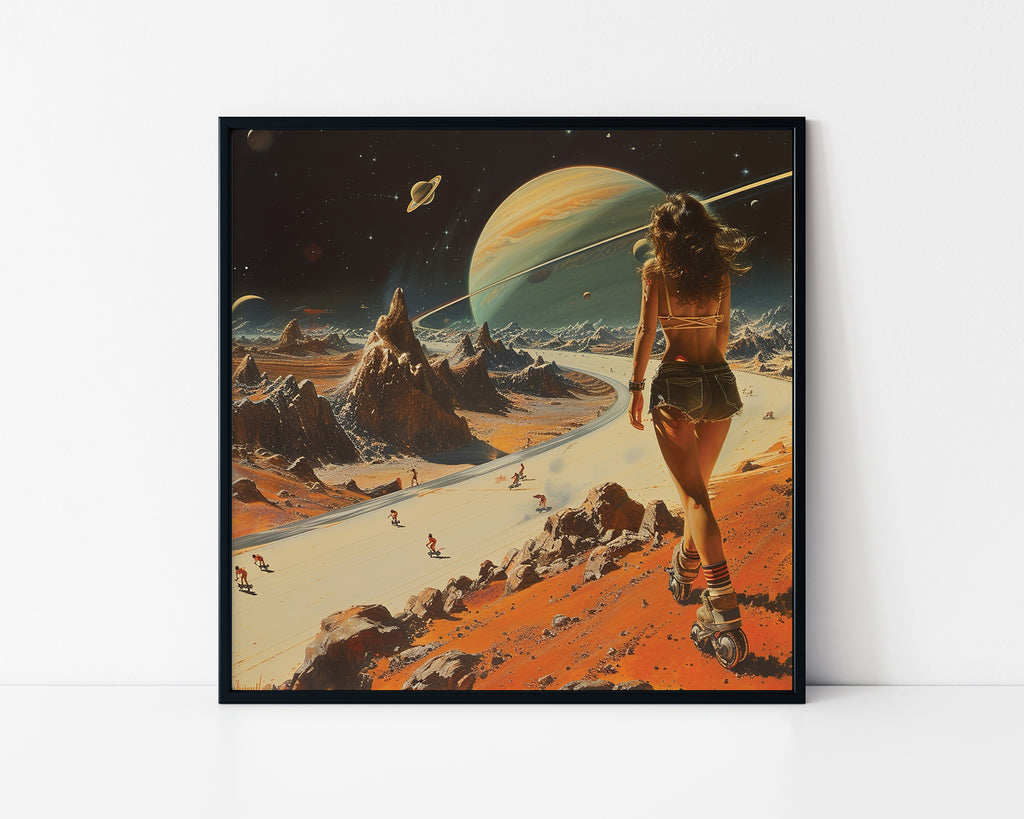 Cosmic Roller Woman Framed Wall Art