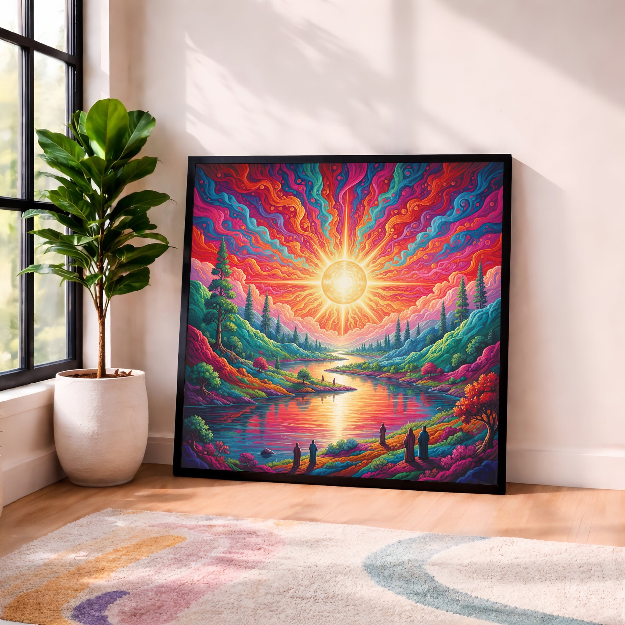 Psychedelic Sunset Framed Wall Art