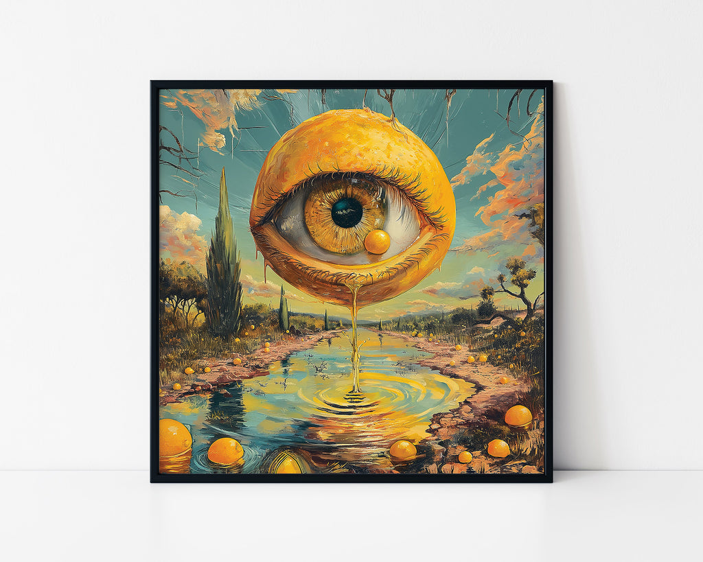 Psychedelic Lemon Eye Framed Wall Art