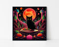 Psychedelic Black Cat Framed Wall Art