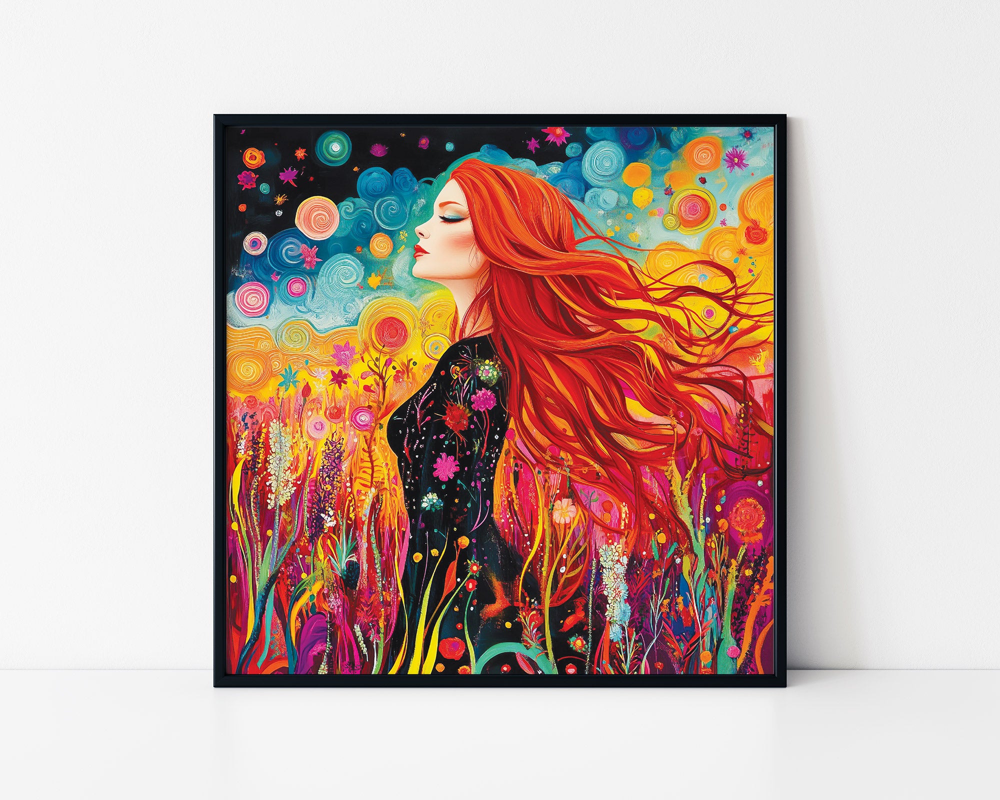 Boho Psychedelic Woman Framed Wall Art