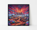 Psychedelic Lava Volcano Framed Wall Art
