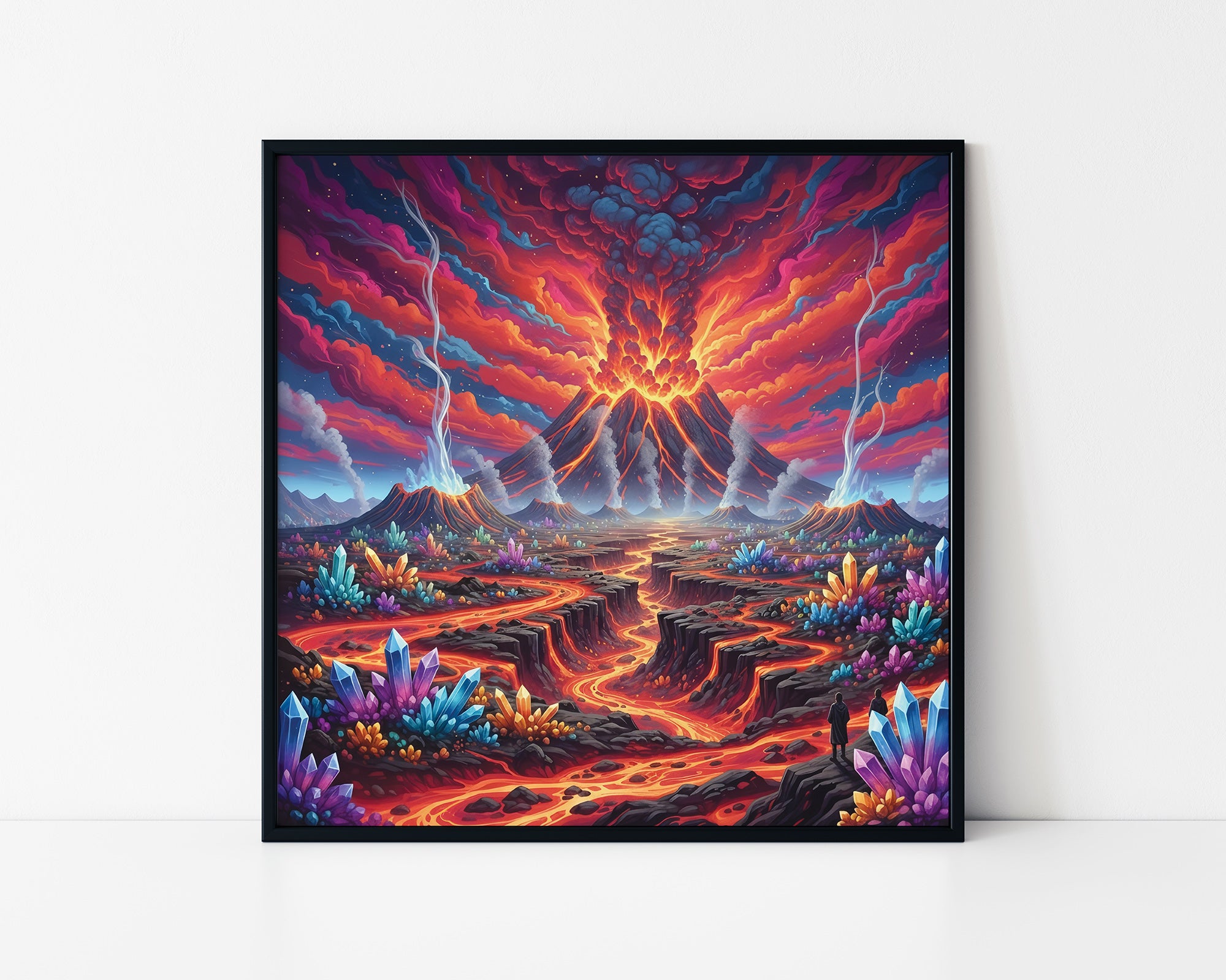 Psychedelic Lava Volcano Framed Wall Art
