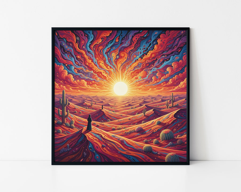 Psychedelic Desert Landscape Framed Wall Art