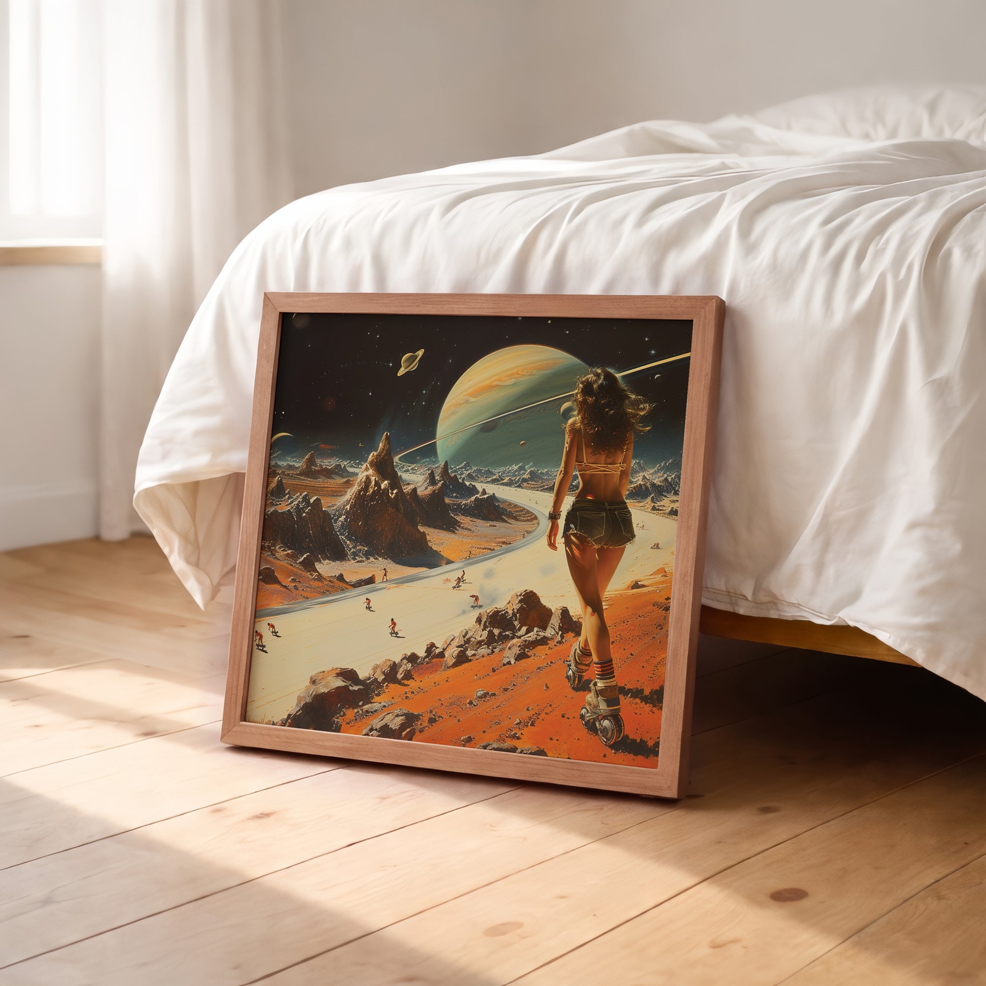 Cosmic Roller Woman Framed Wall Art