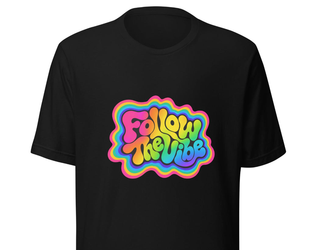Follow The Vibe Rainbow T-Shirt in black
