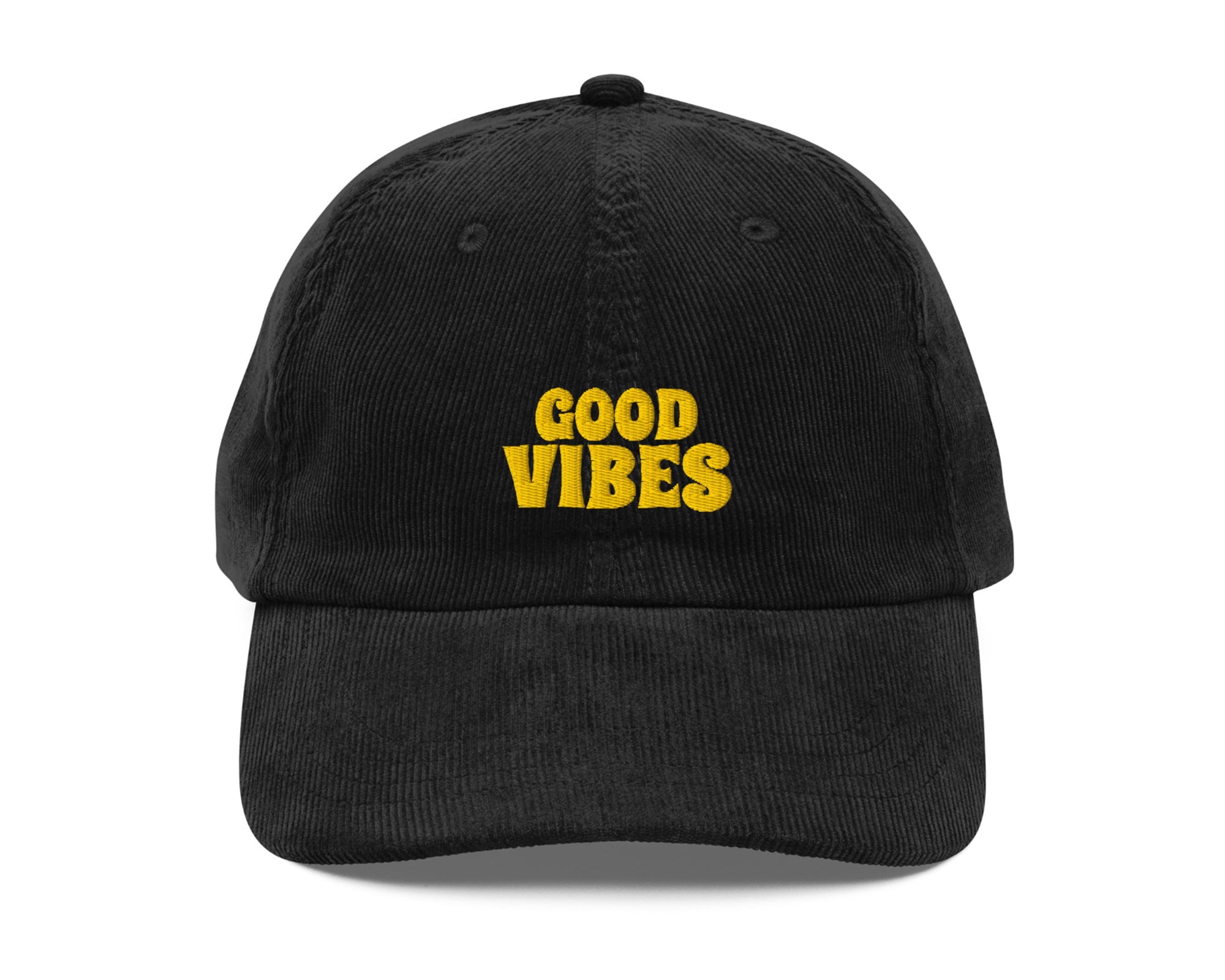 Good Vibes Corduroy Hat embroidered