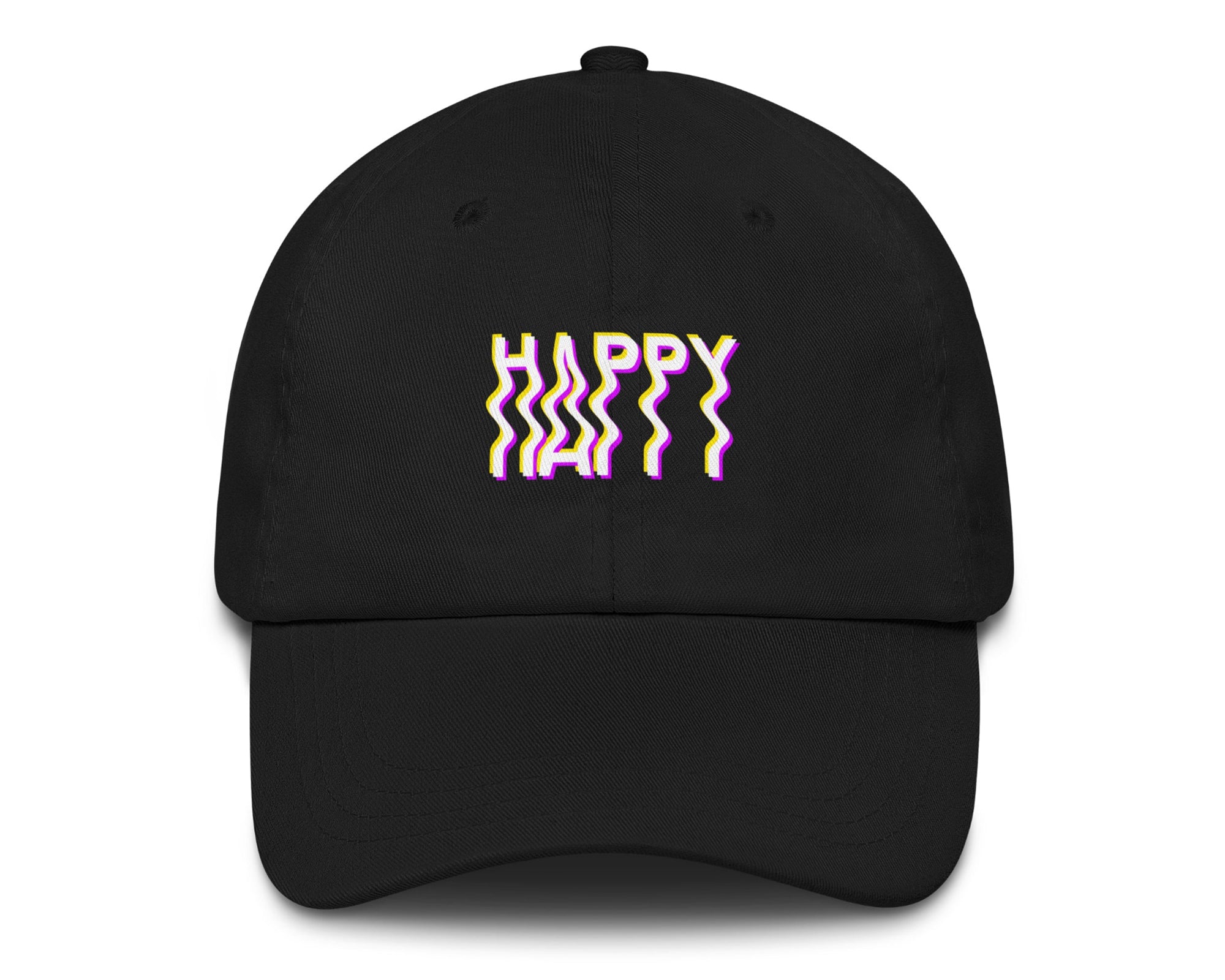 Trippy Happy Vibes Hat in black