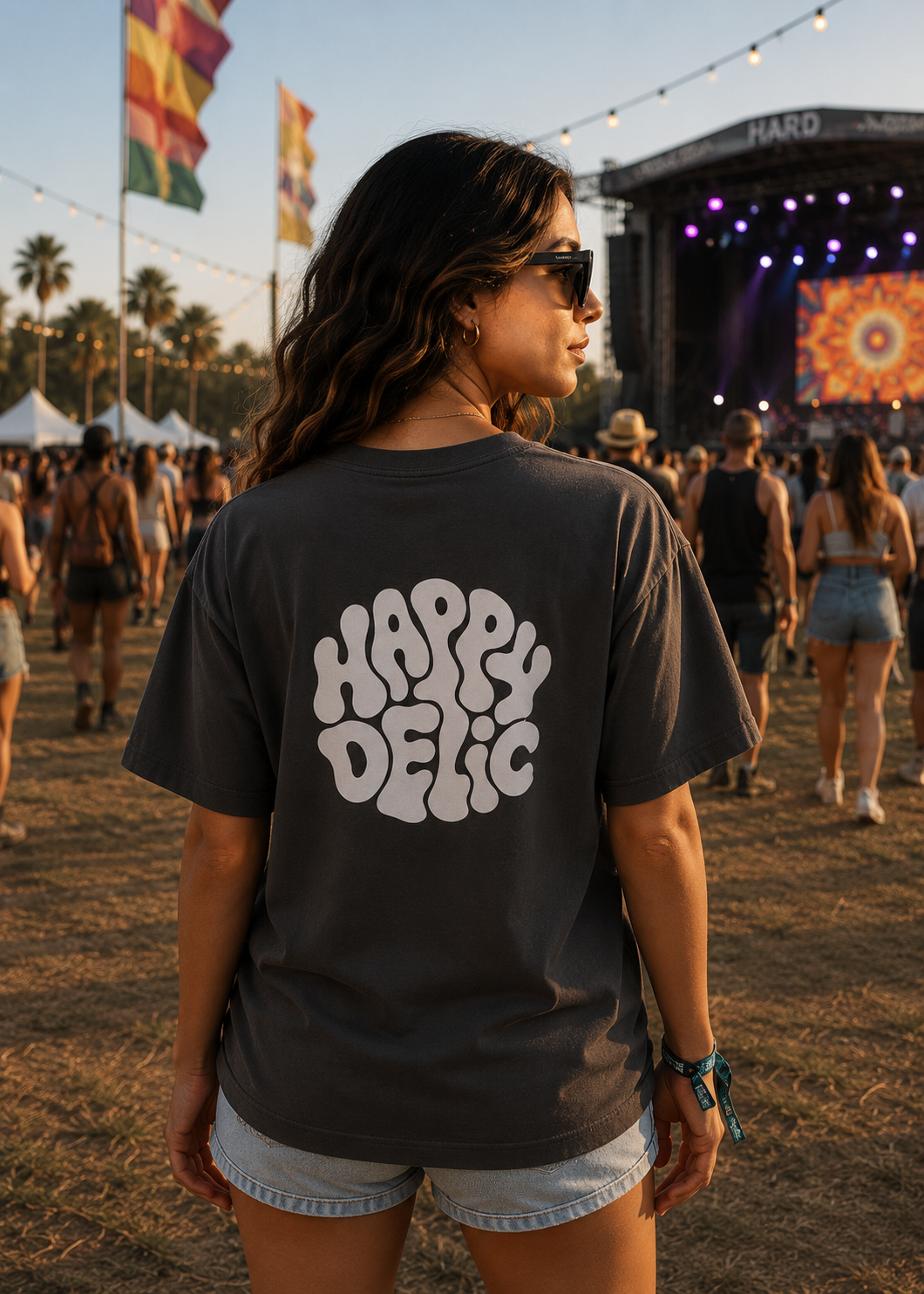 Rave Happydelic Logo Oversized Faded T-Shirt