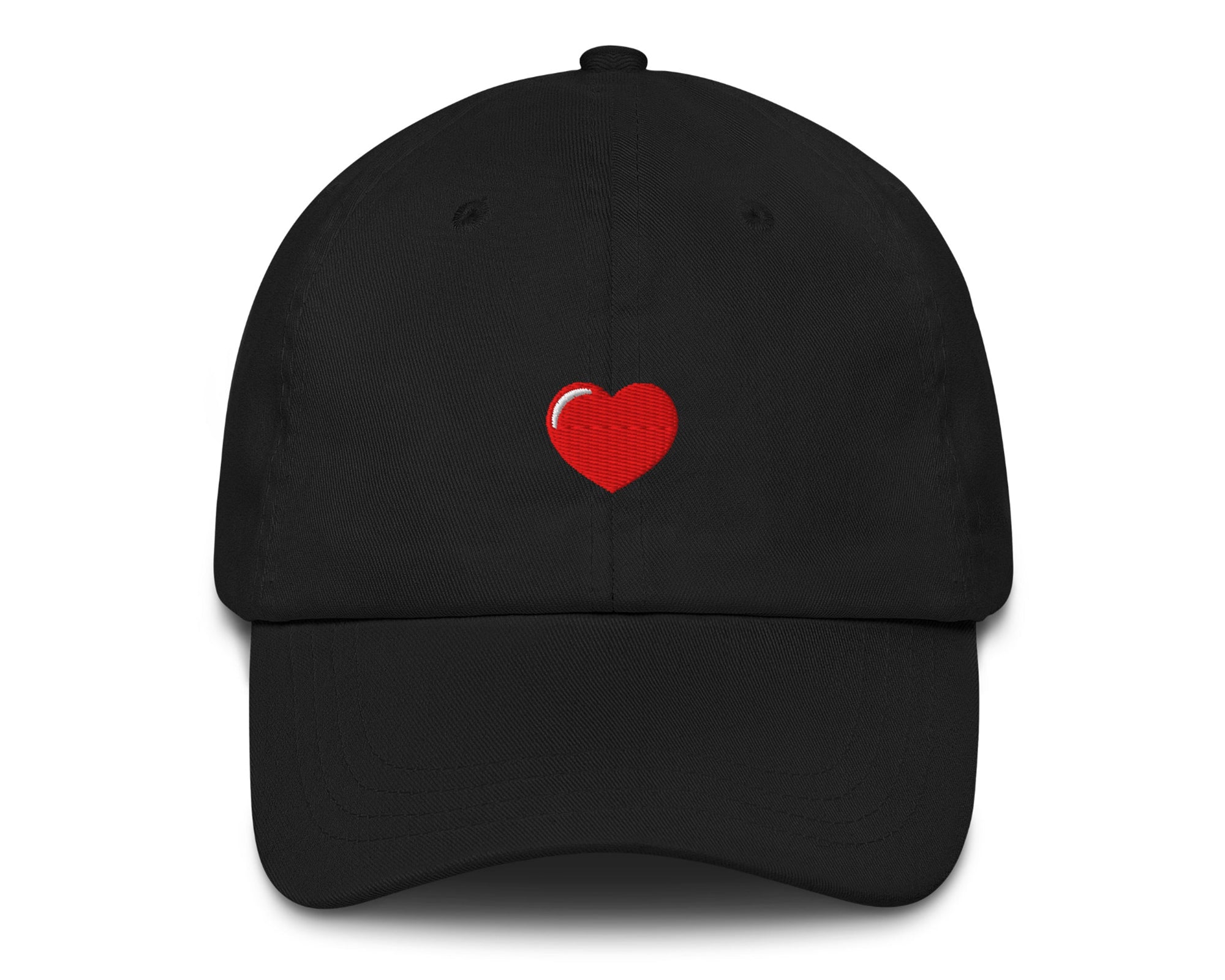 Embroidered Heart Hat in black