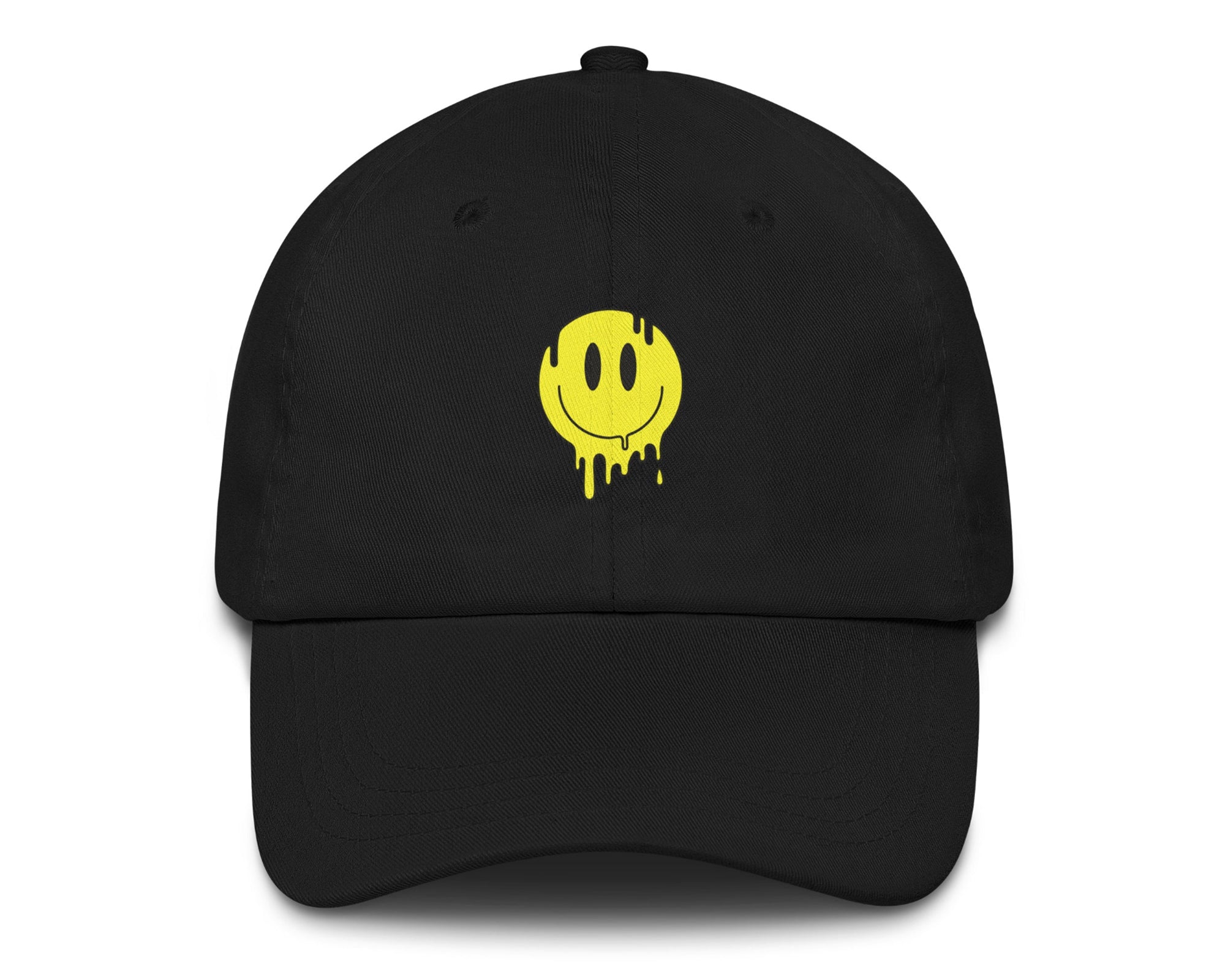 Drippy Smiley psychedelic festival hat in black