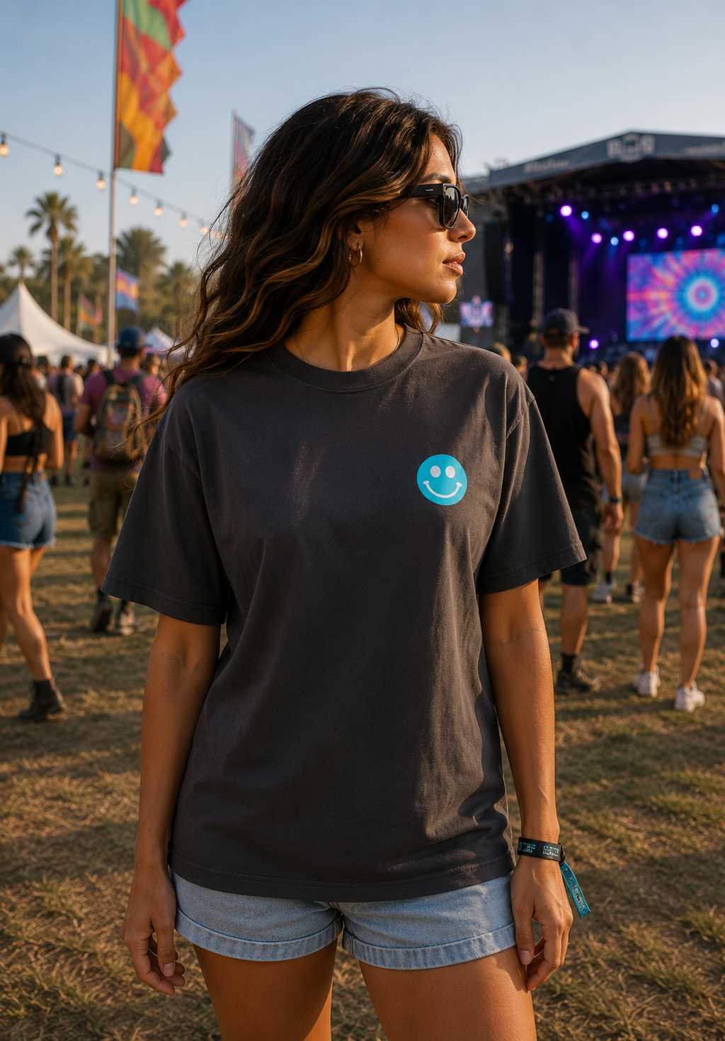 Eat Sleep Rave Repeat Oversized Faded T-Shirt woman rave Tshirt