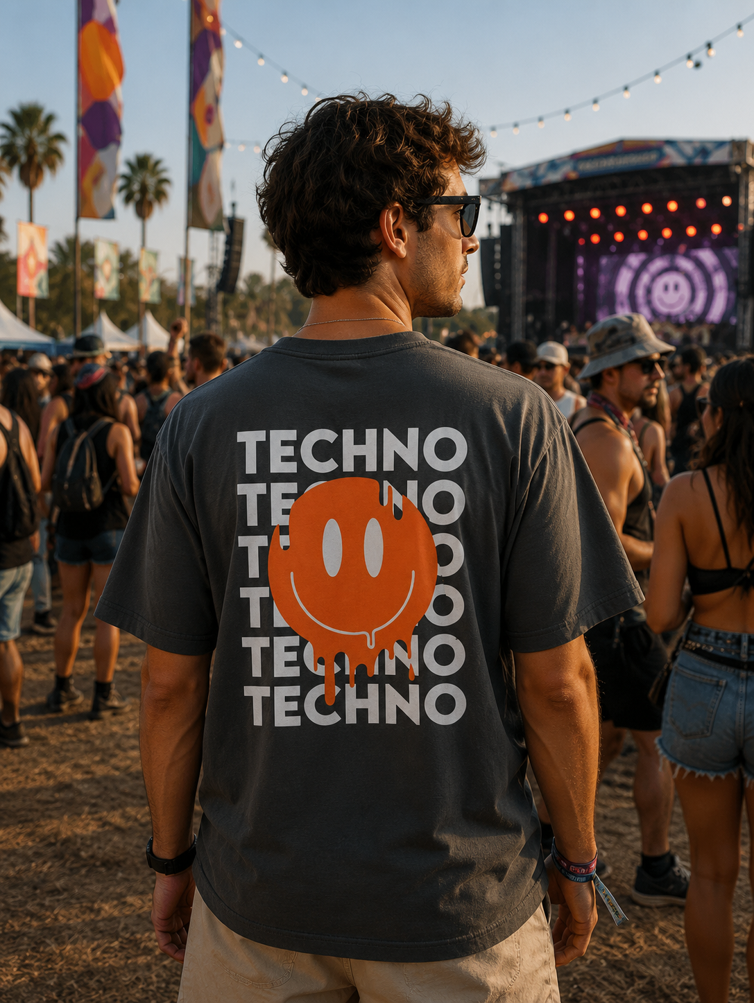 Rave Festival Techno Culture Oversized Faded T-Shirt