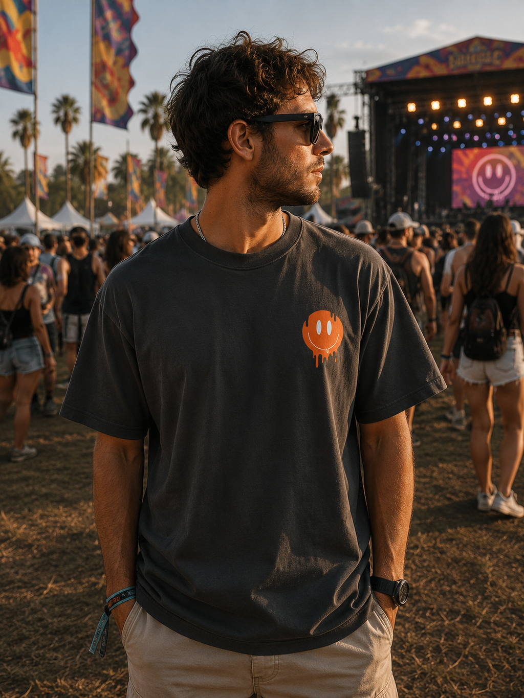 Rave Festival Techno Culture Oversized Faded T-Shirt
