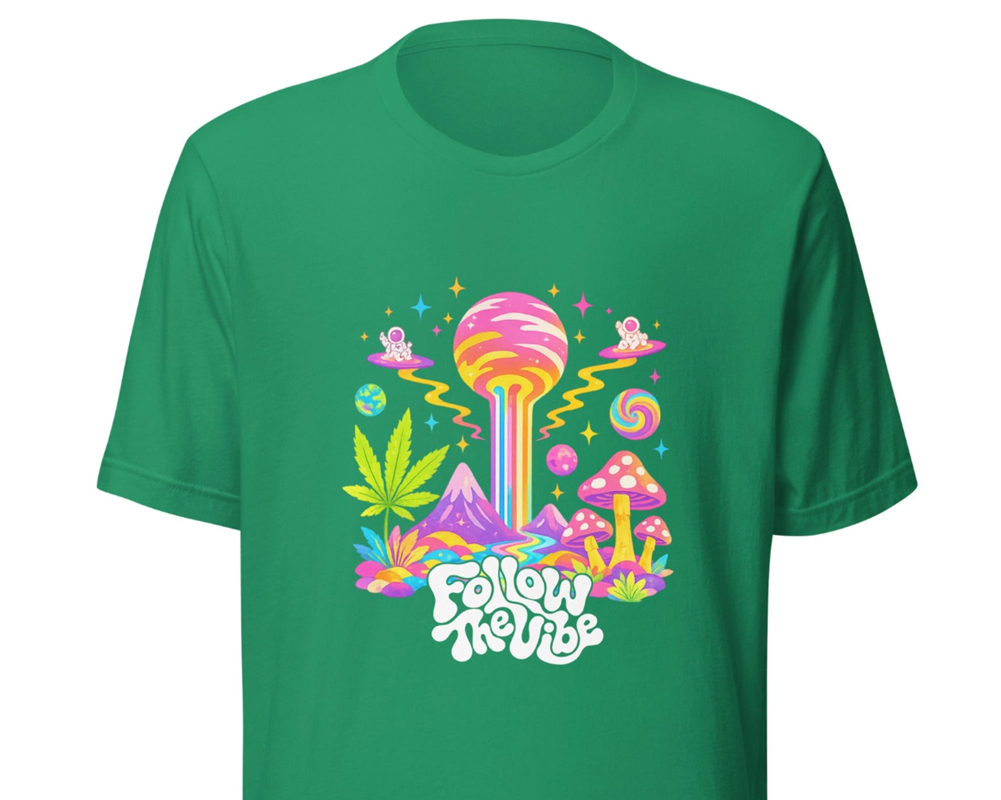 Follow The Vibe Psychedelic T-Shirt in Green