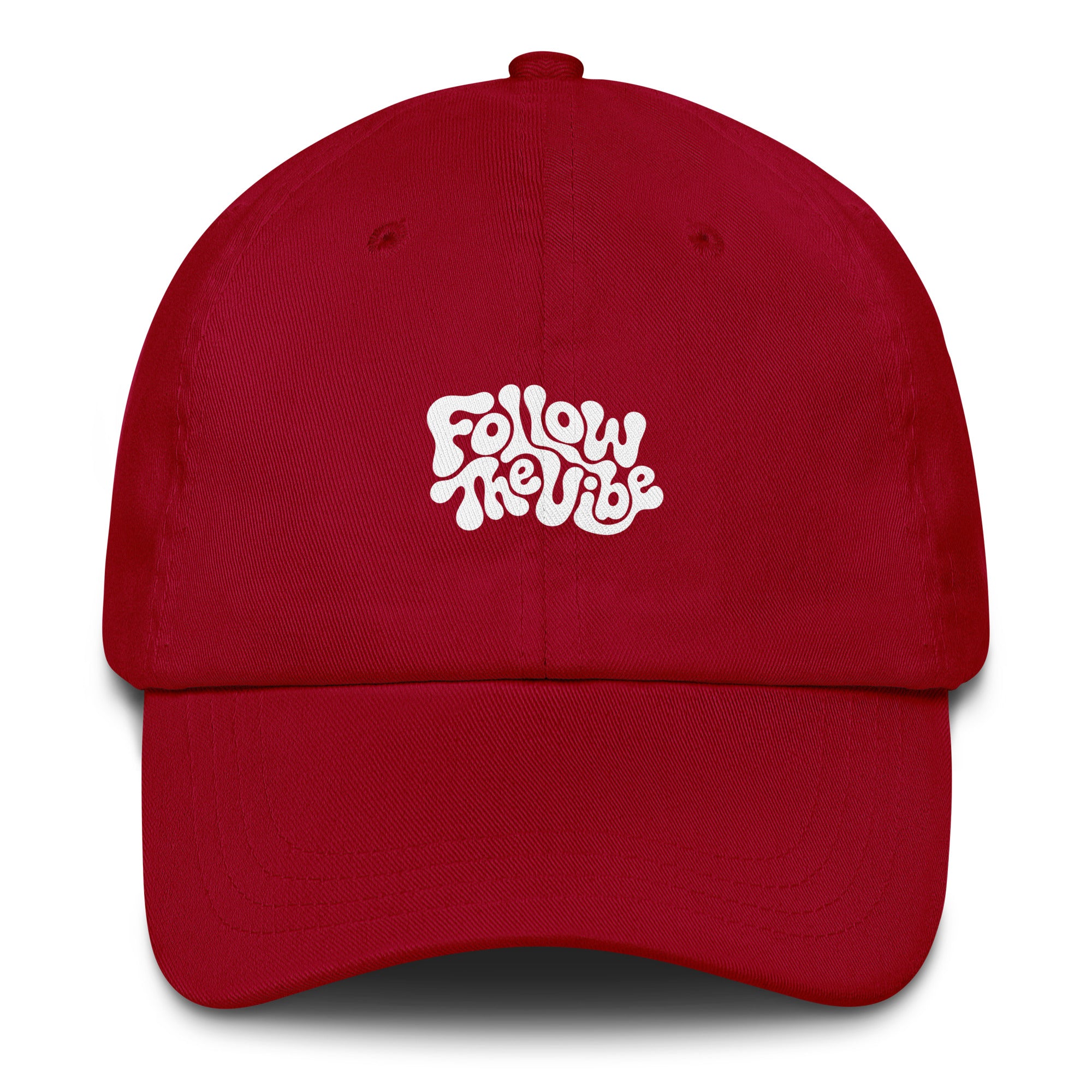 Psychedelic Follow The Vibe festival hat in red