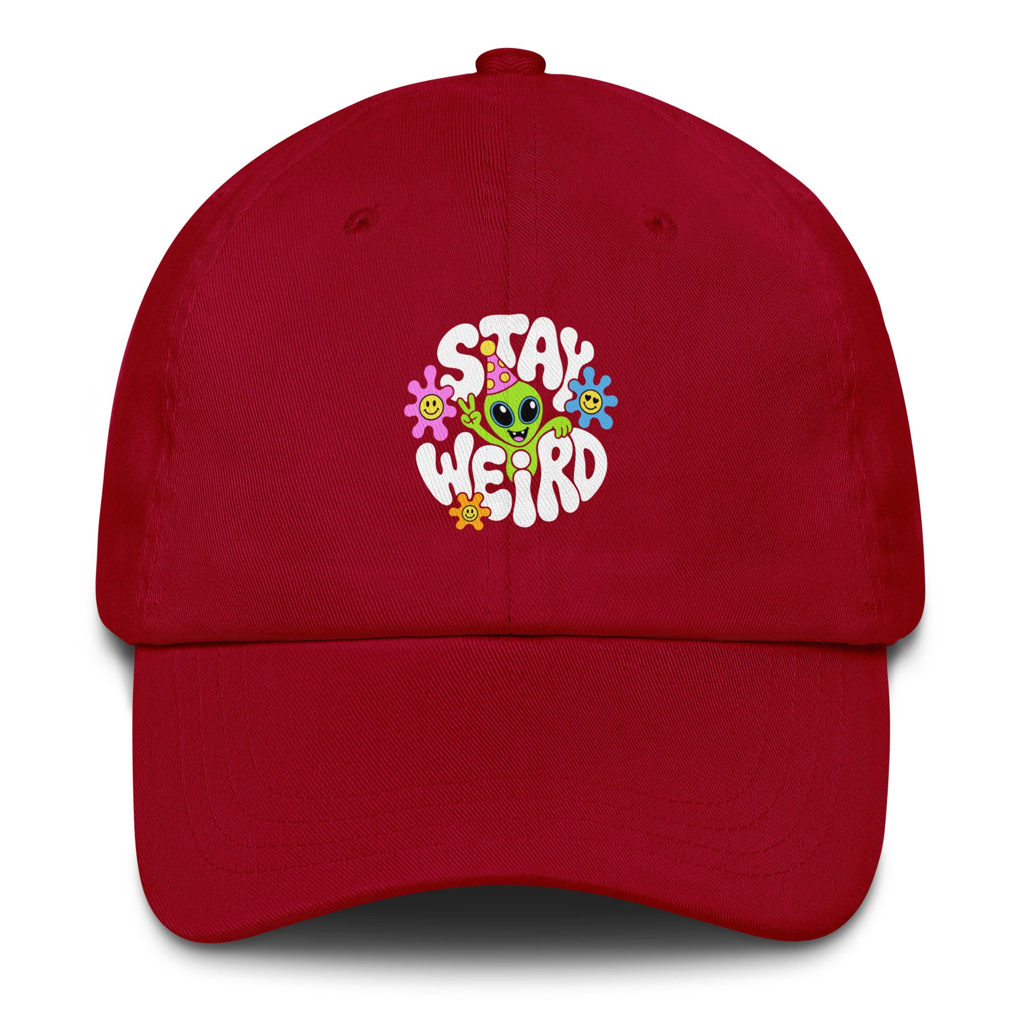 Stay Weird Alien festival hat in red
