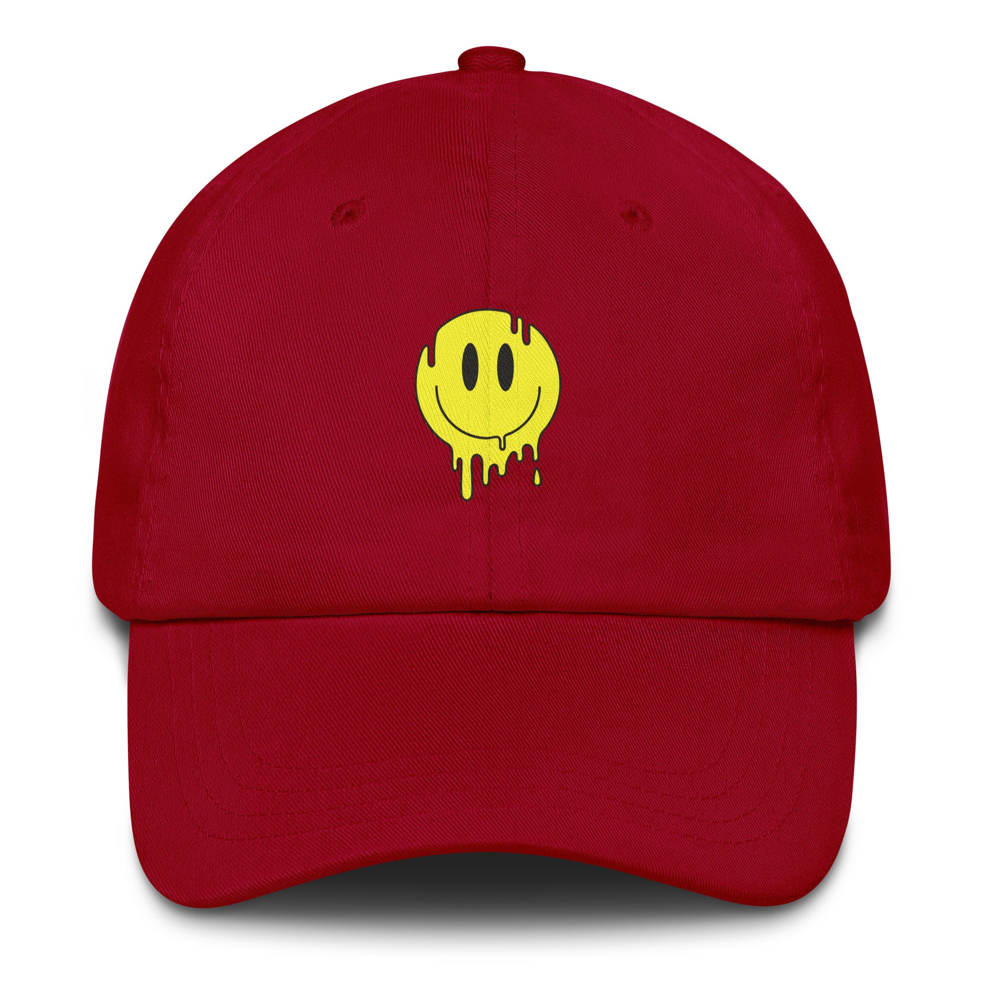 Drippy Smiley Hat psychedelic festival hat in red