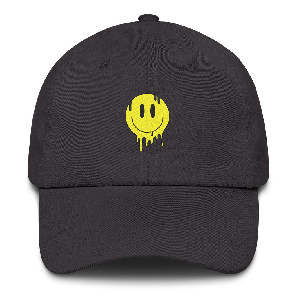 Drippy Smiley Hat psychedelic festival hat in gray