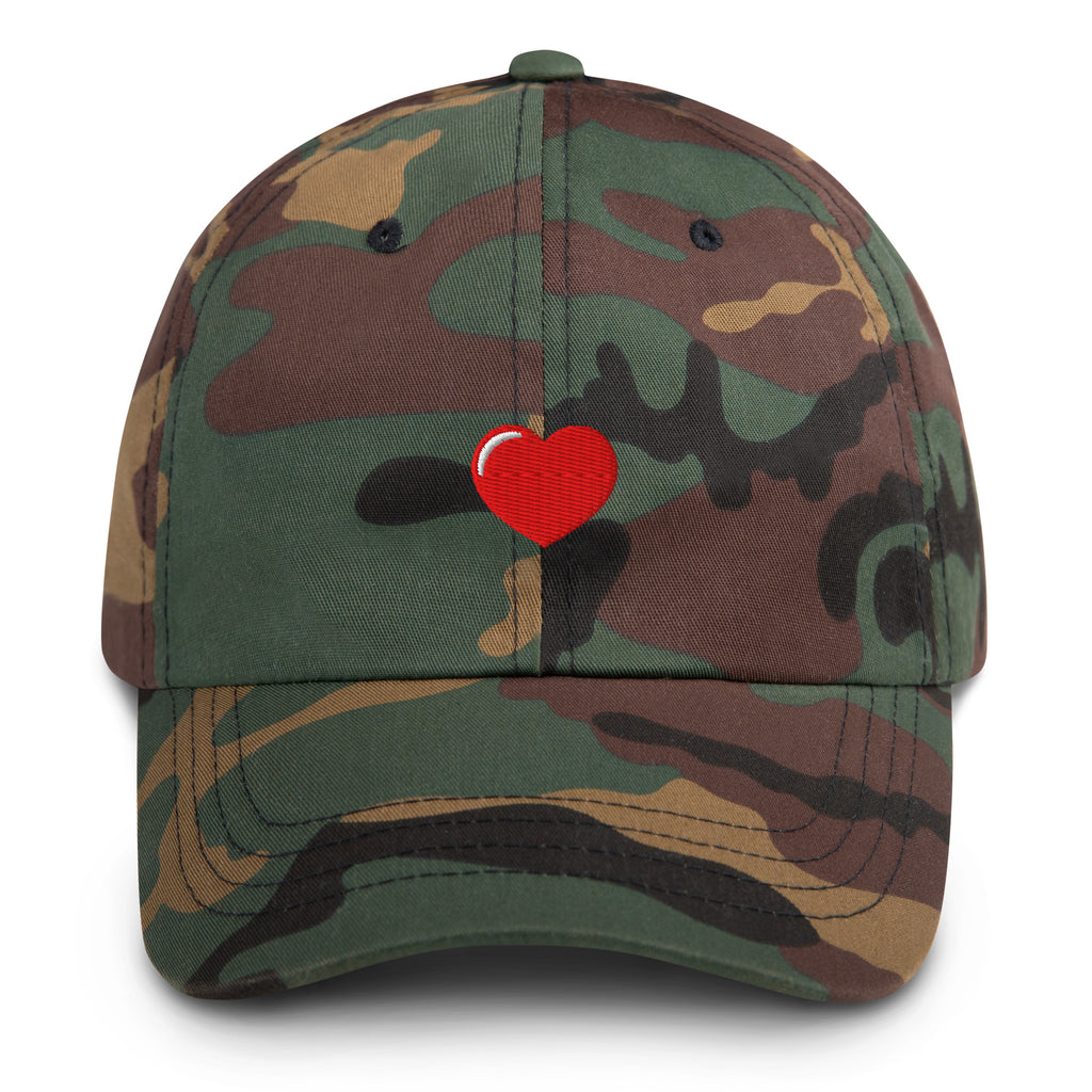 Embroidered Heart Hat in Green Camo