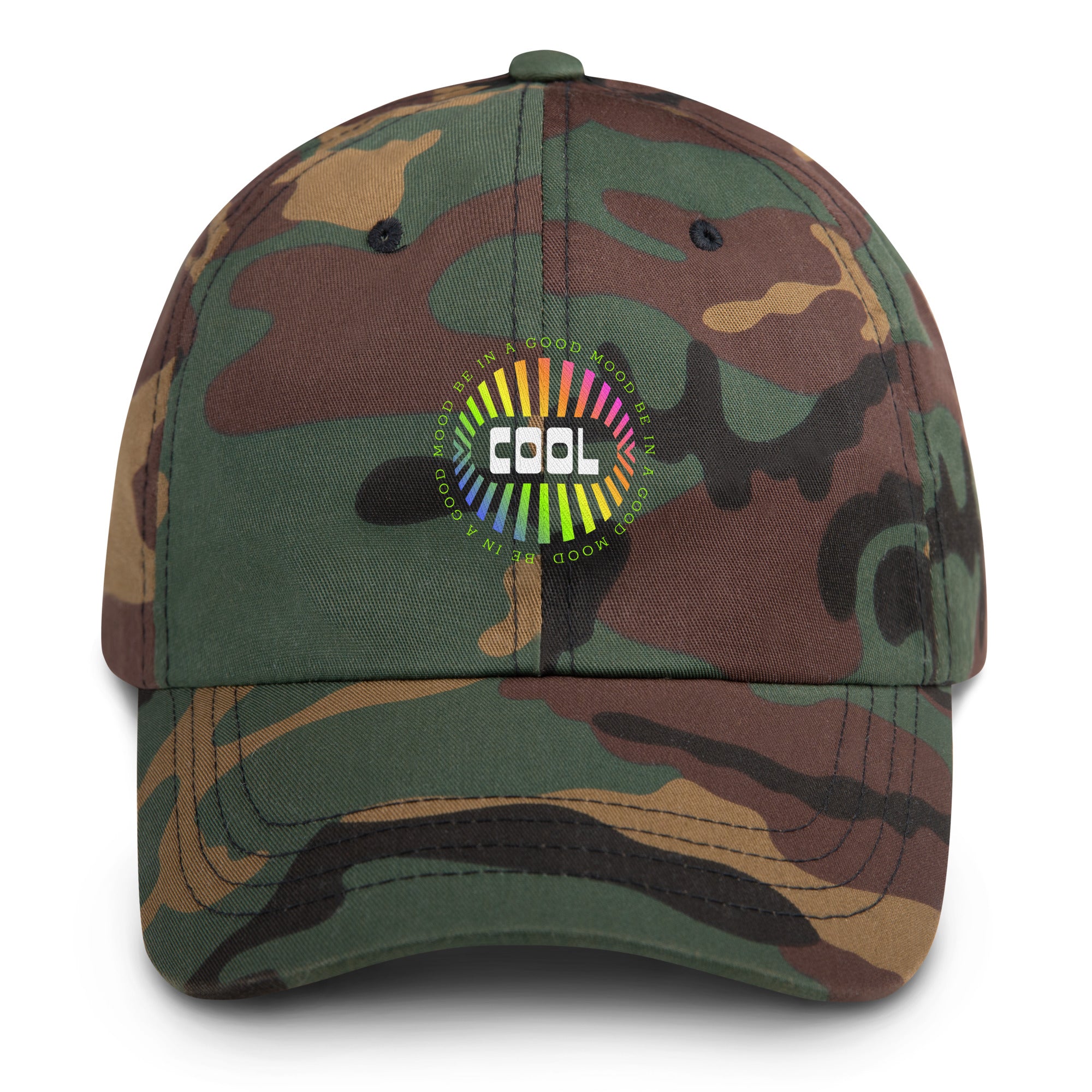 Good Mood Energy Green Camo dad hat
