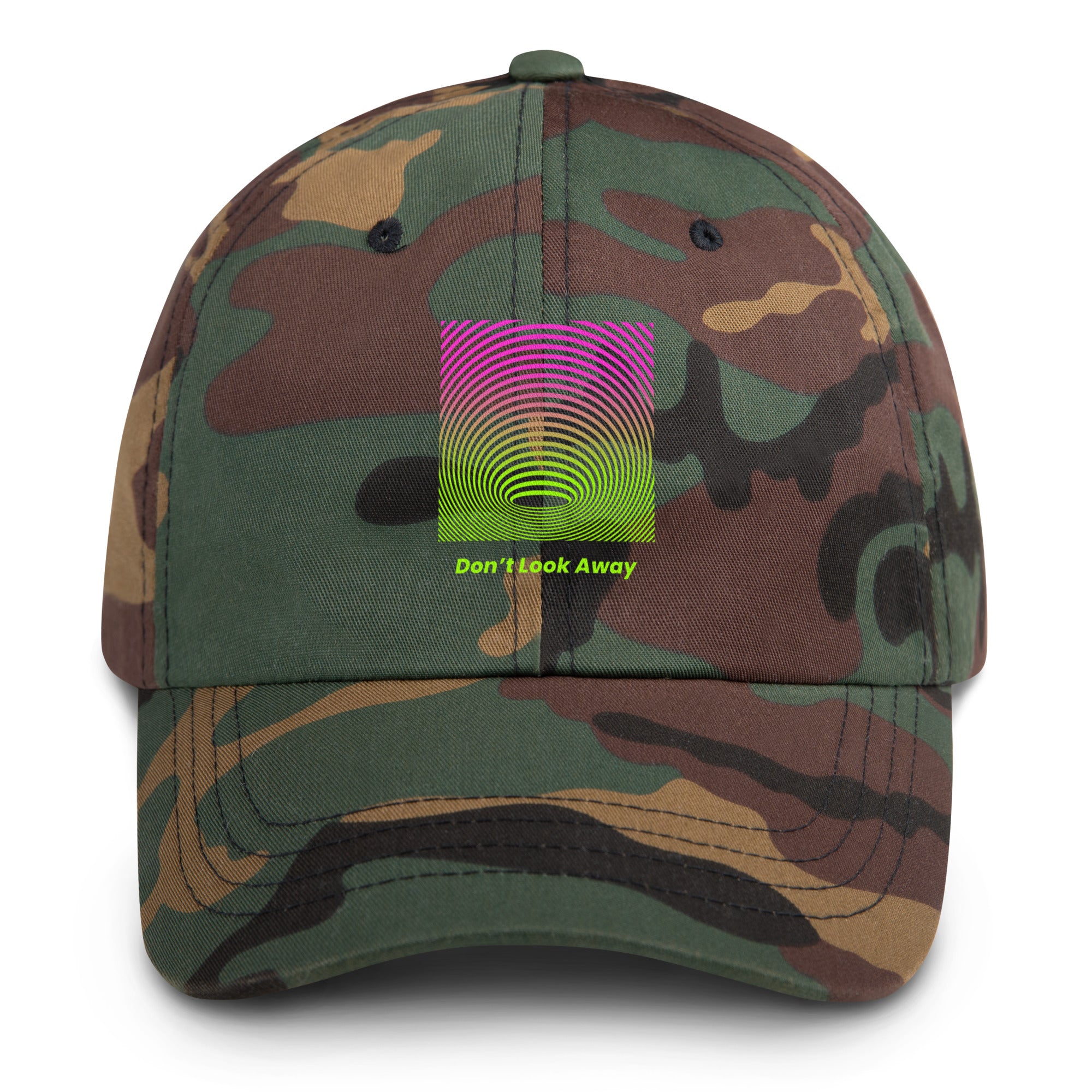 Don’t Look Away Trippy Hat in Green Camo