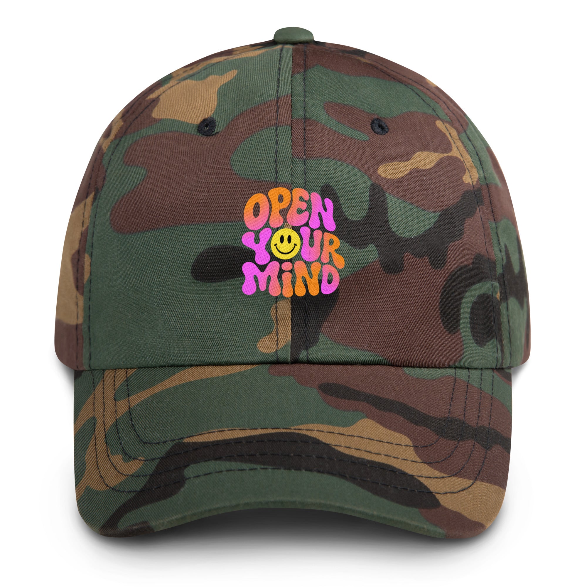 Open Your Mind Neon festival hat in green camo
