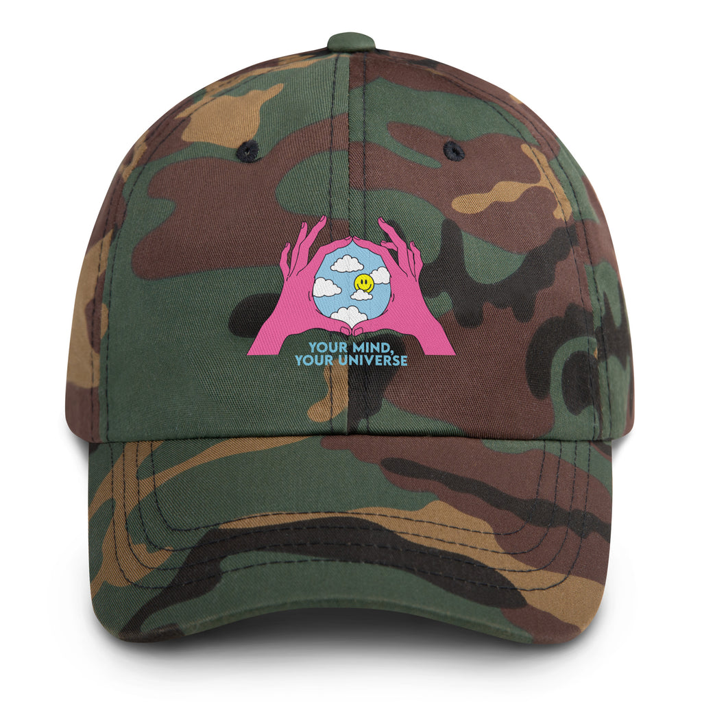 Your Mind Your Universe festival hat in green camo
