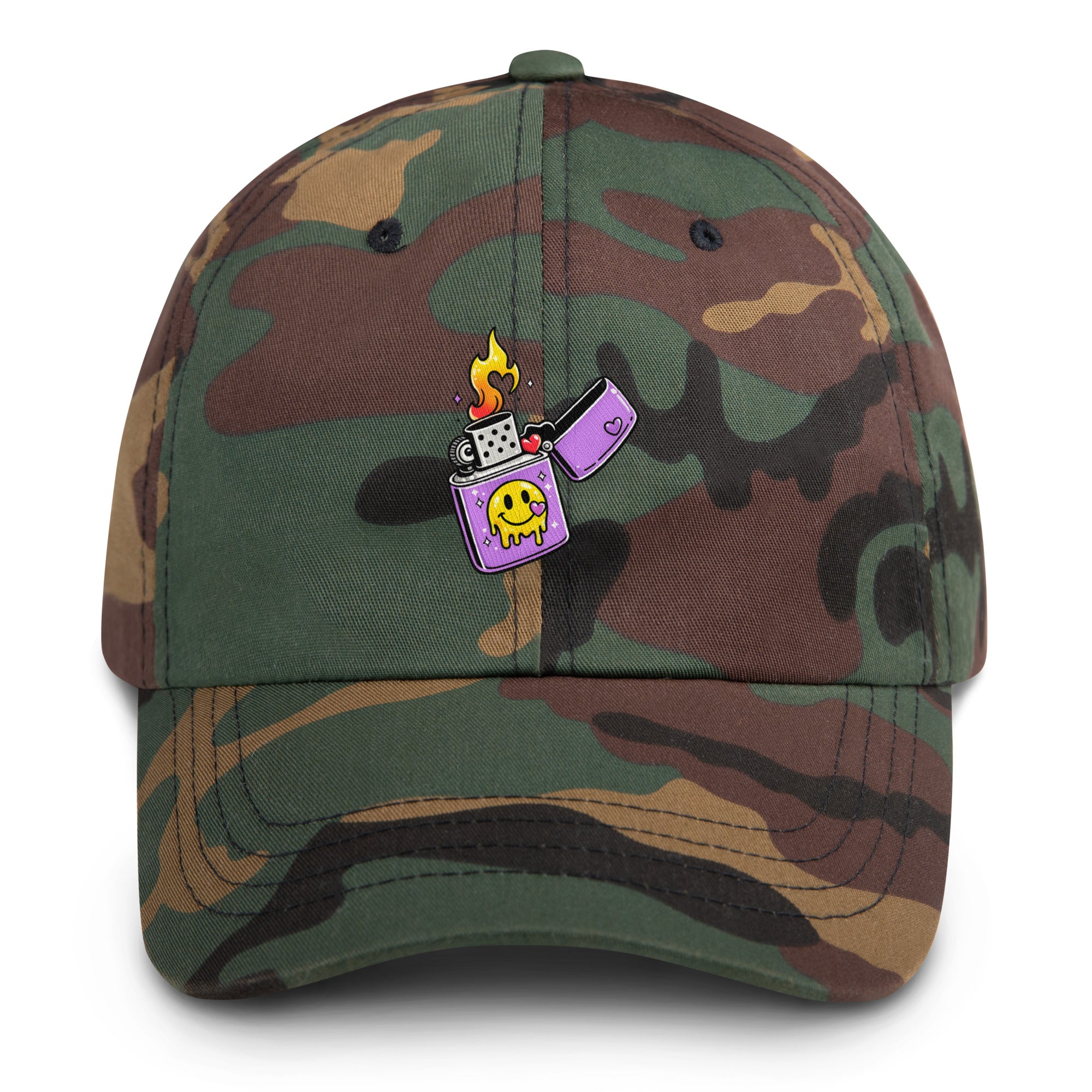 Lit Vibes psychedelic festival hat in green camo