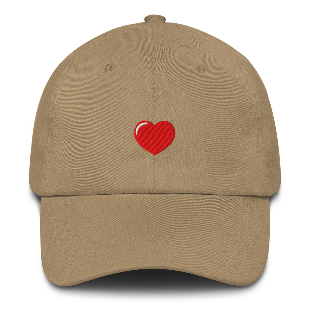 Embroidered Heart Hat in Khaki