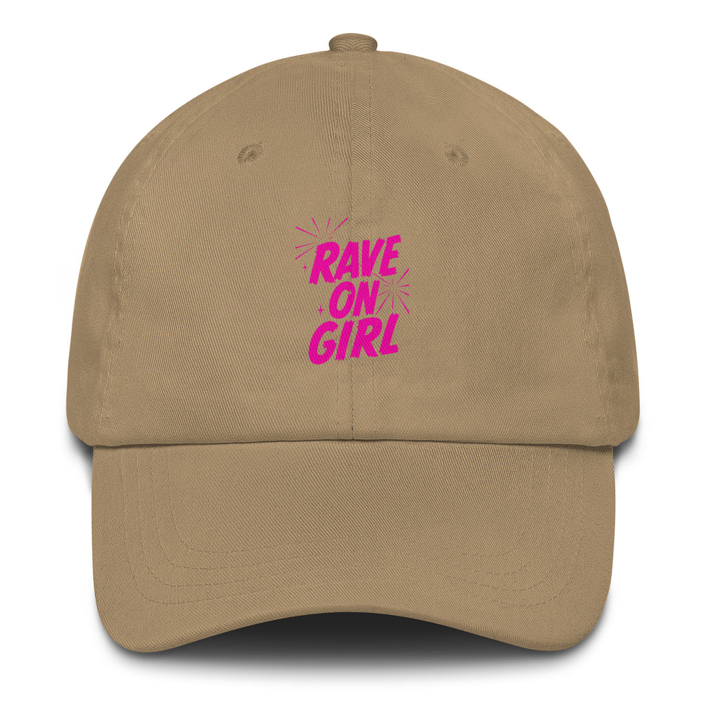 Rave On Girl festival hat in khaki